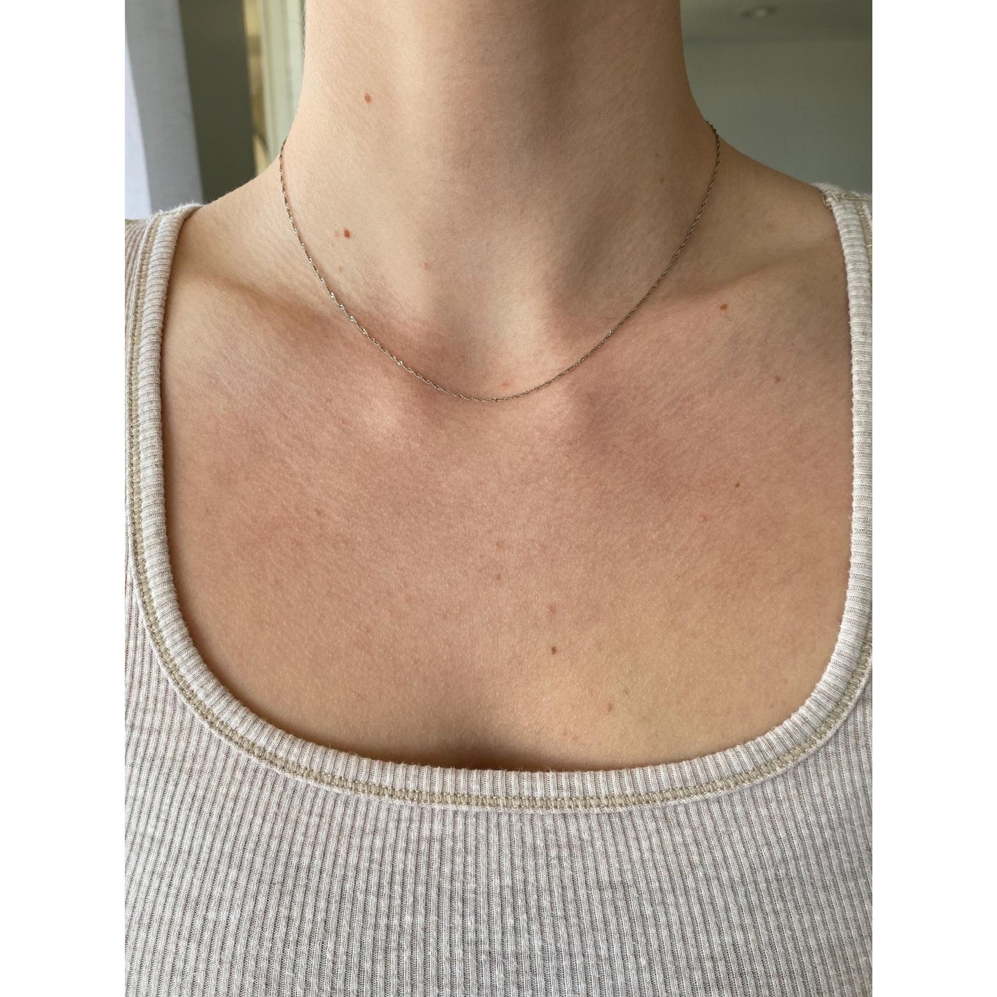 Vintage Solid 14k White Gold Twist Chain Necklace - 16 inches