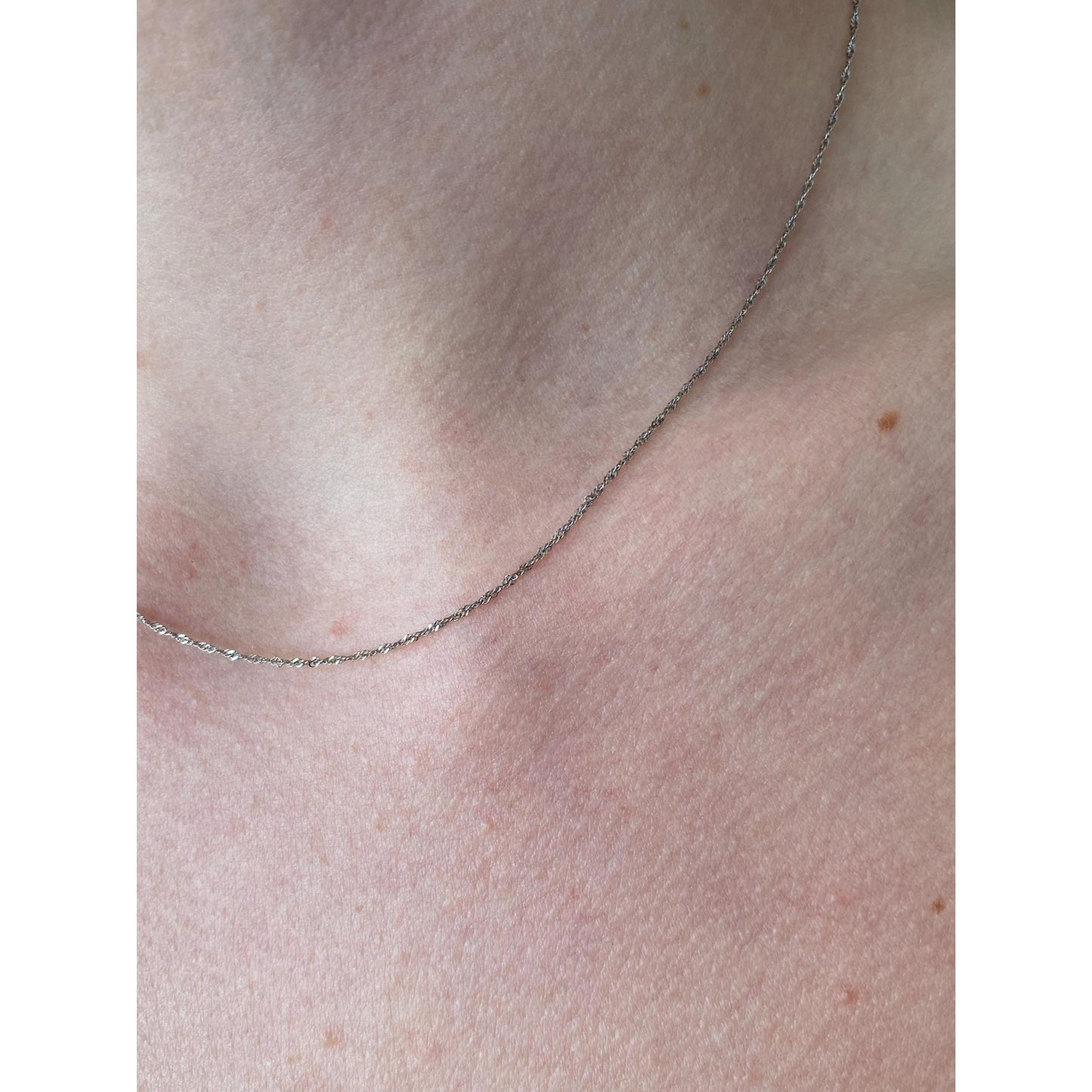 Vintage Solid 14k White Gold Twist Chain Necklace - 16 inches