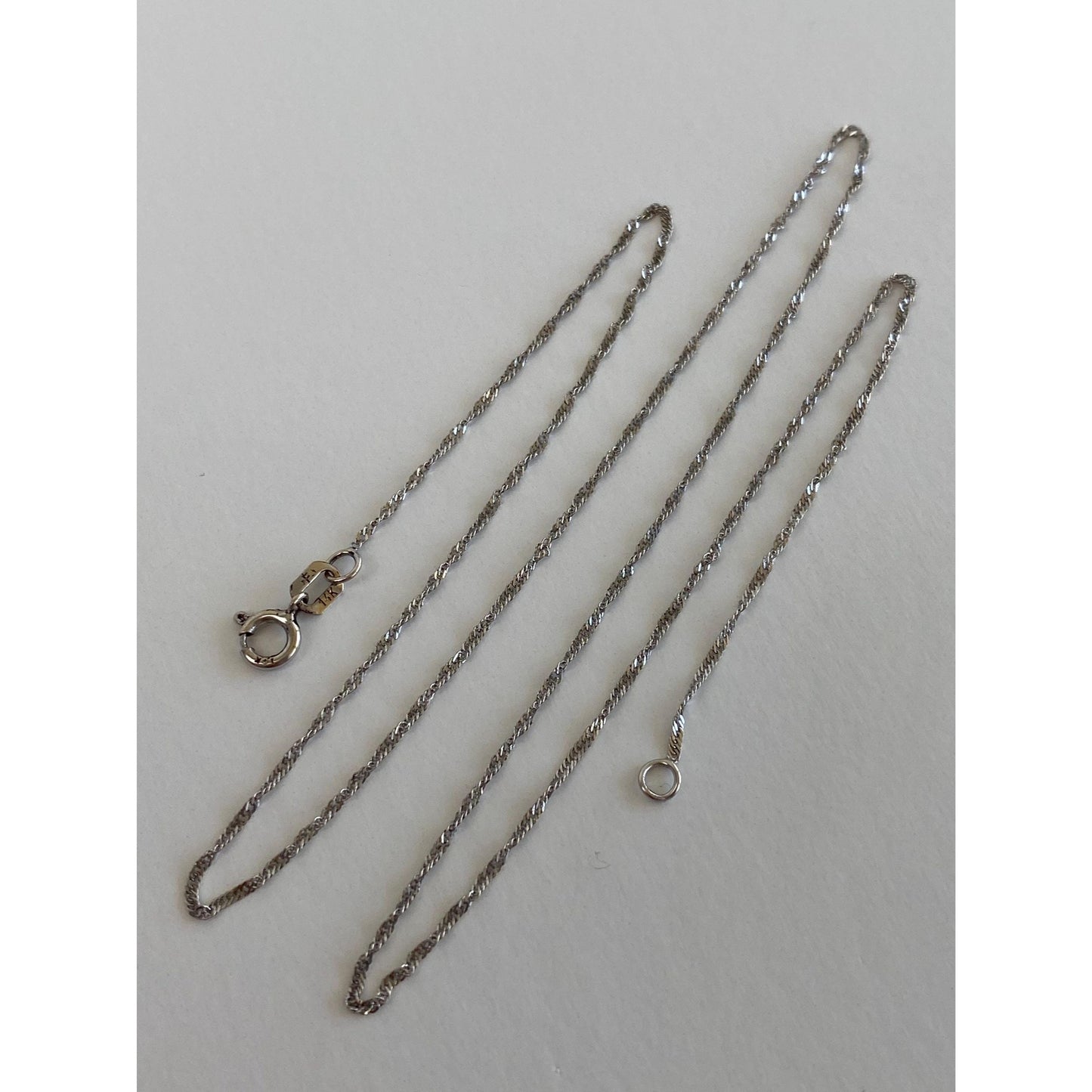 Vintage Solid 14k White Gold Twist Chain Necklace - 16 inches