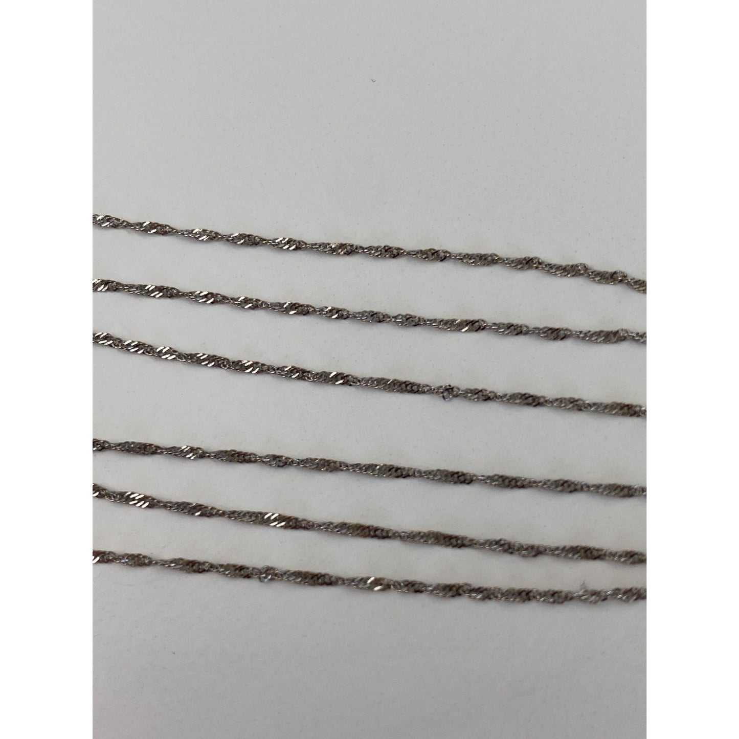 Vintage Solid 14k White Gold Twist Chain Necklace - 16 inches