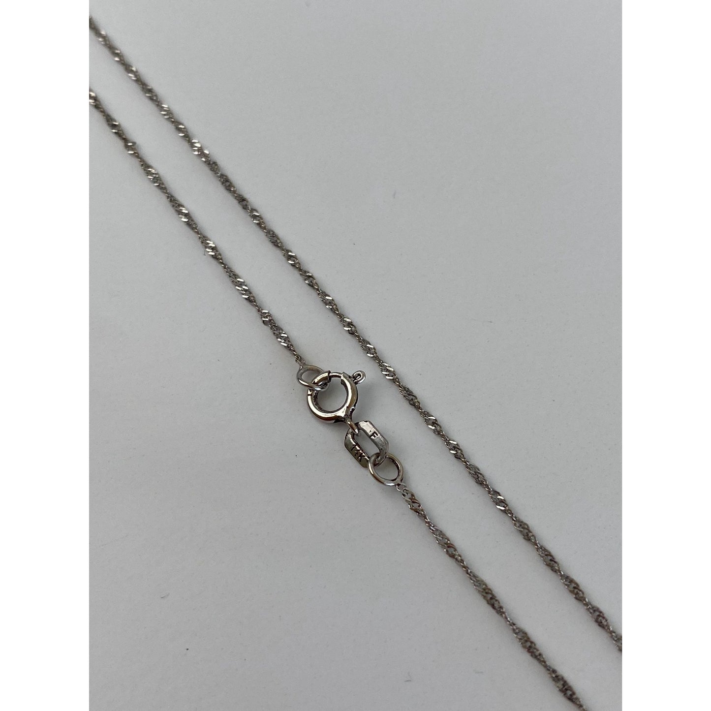 Vintage Solid 14k White Gold Twist Chain Necklace - 16 inches