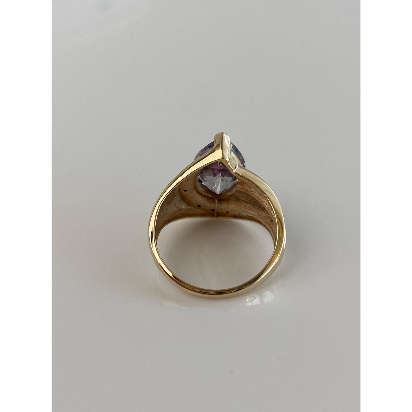 Solid 10k Yellow Gold Diamond Mystic Topaz Ring - Size 5.75