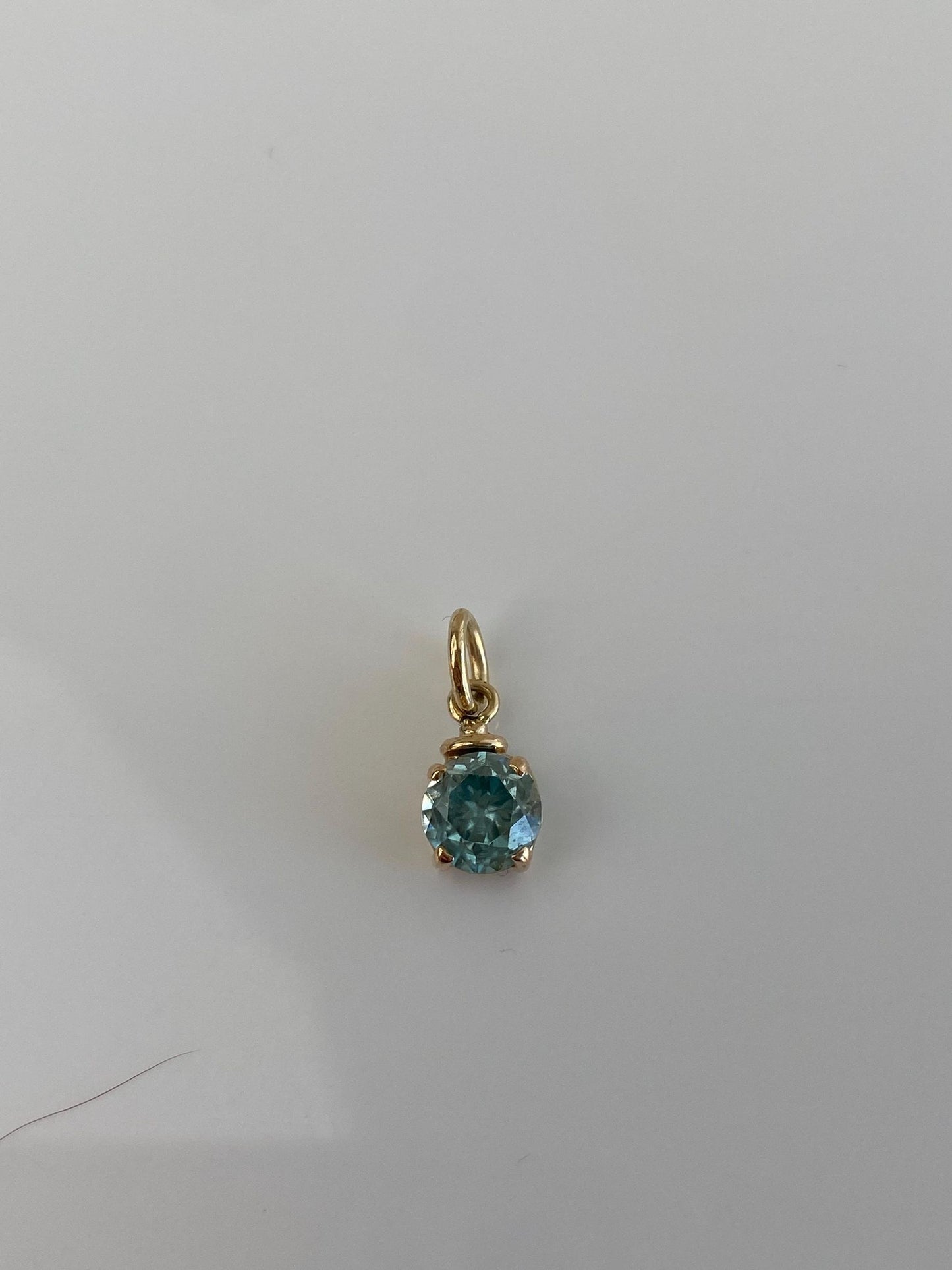 Vintage Solid 10k Yellow Gold Blue Zircon Charm