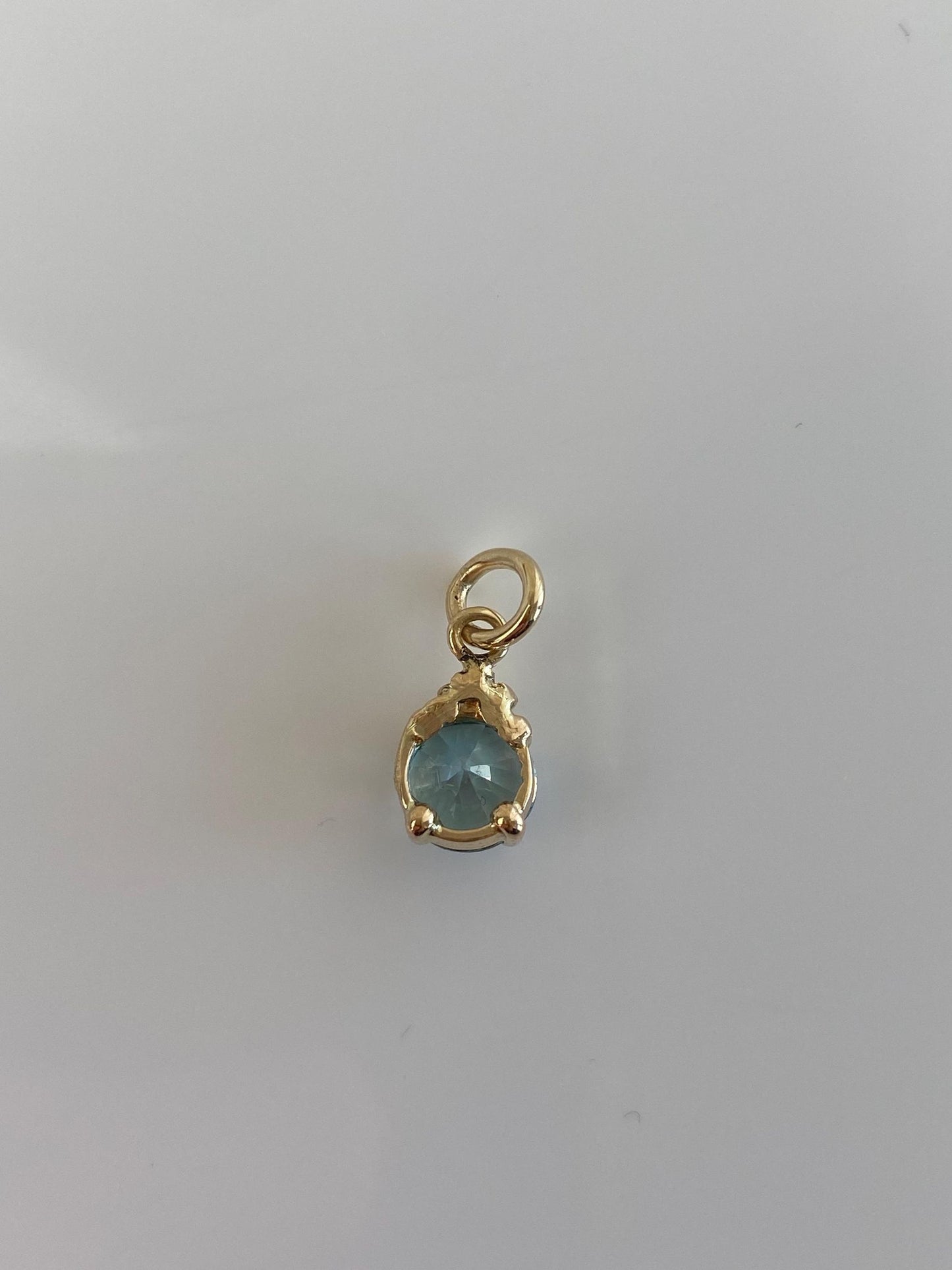 Vintage Solid 10k Yellow Gold Blue Zircon Charm