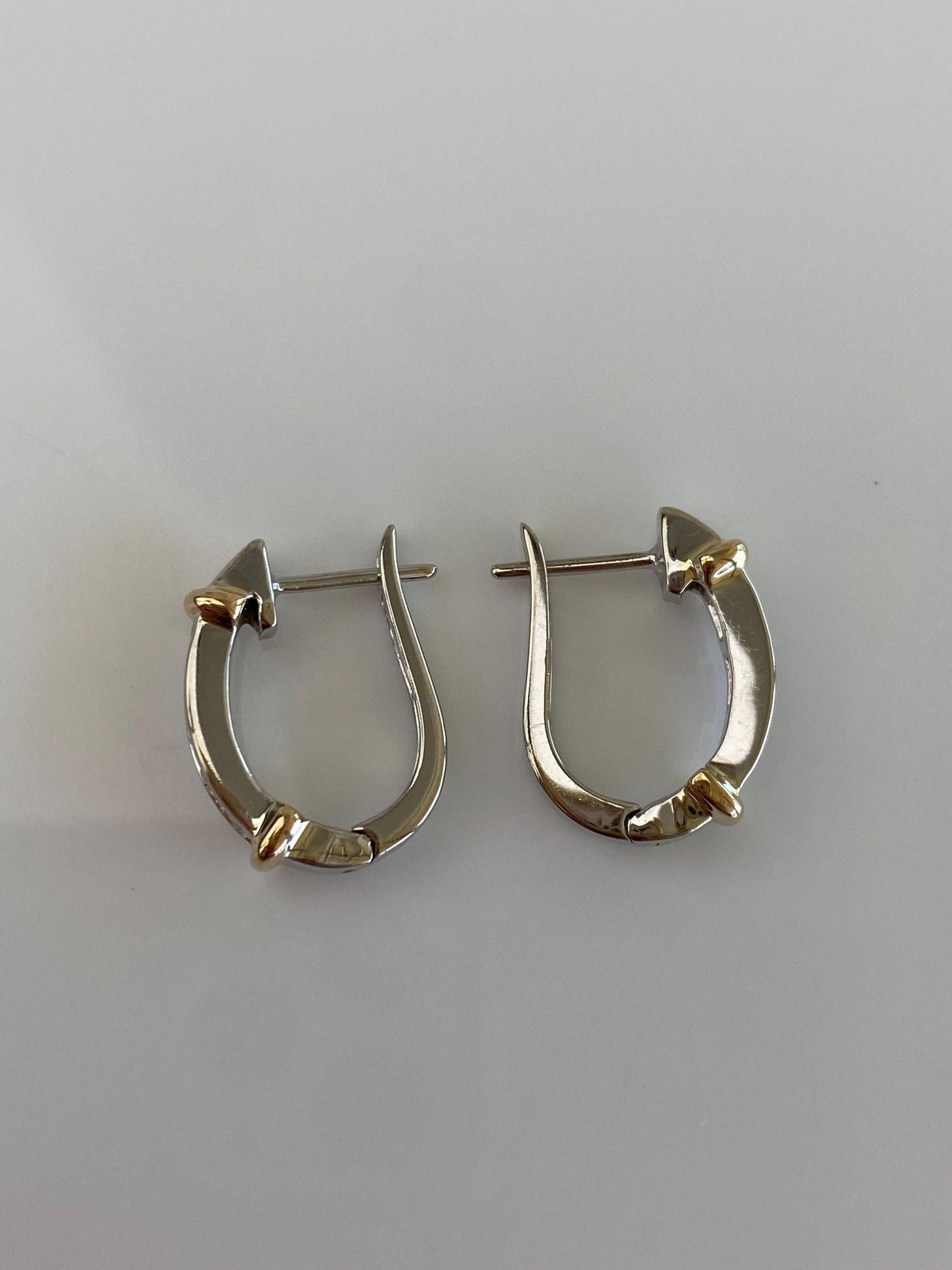 Vintage Solid 14k White & Yellow Gold Diamond Drop Earrings