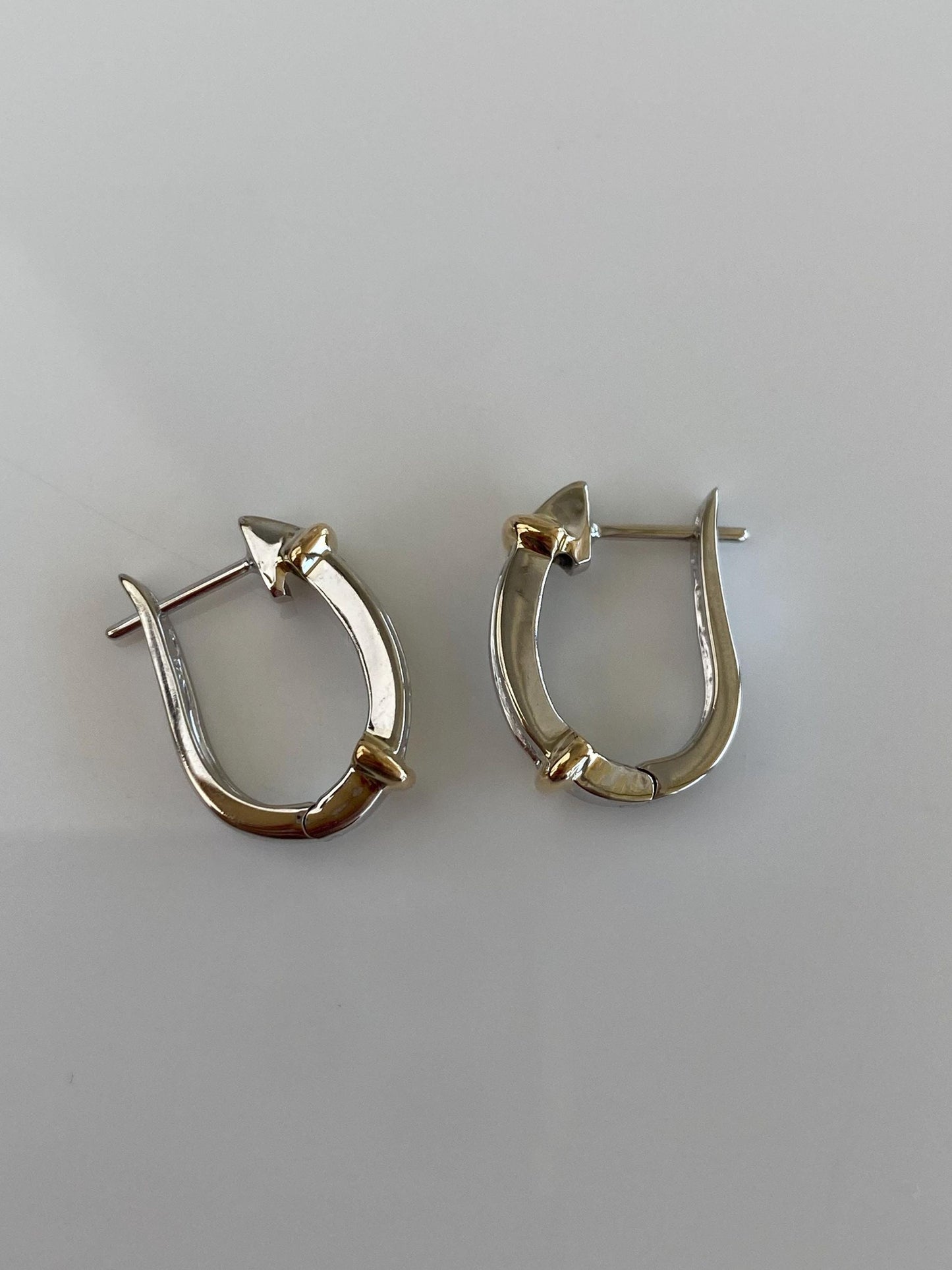 Vintage Solid 14k White & Yellow Gold Diamond Drop Earrings