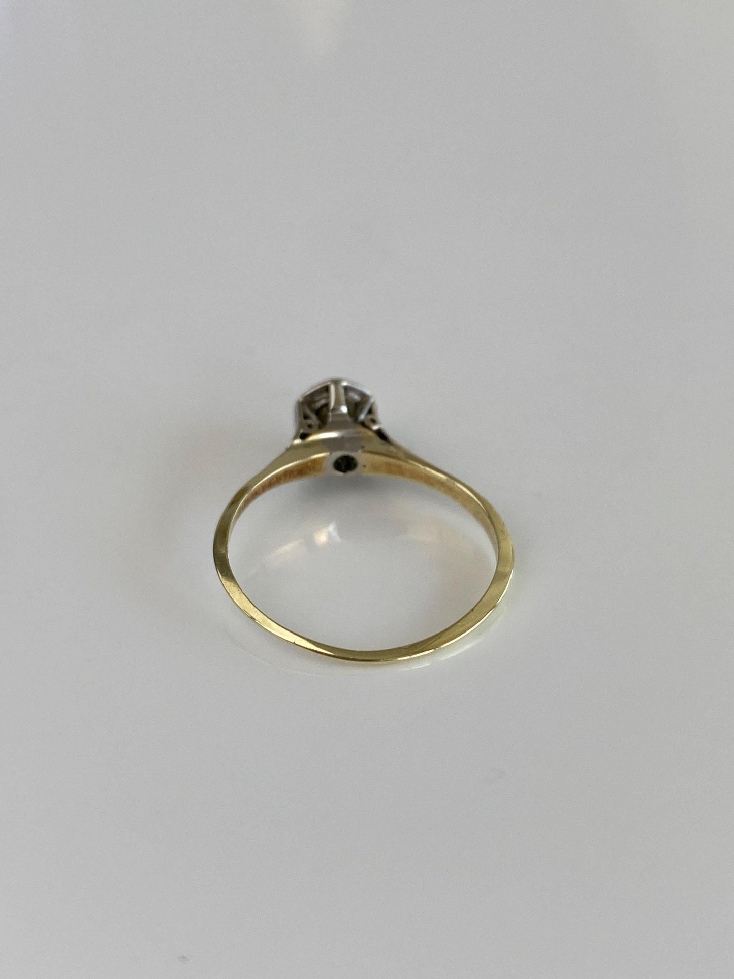 Vintage Solid 14k Yellow Gold & Platinum Diamond Art Deco Ring - Size 5.25