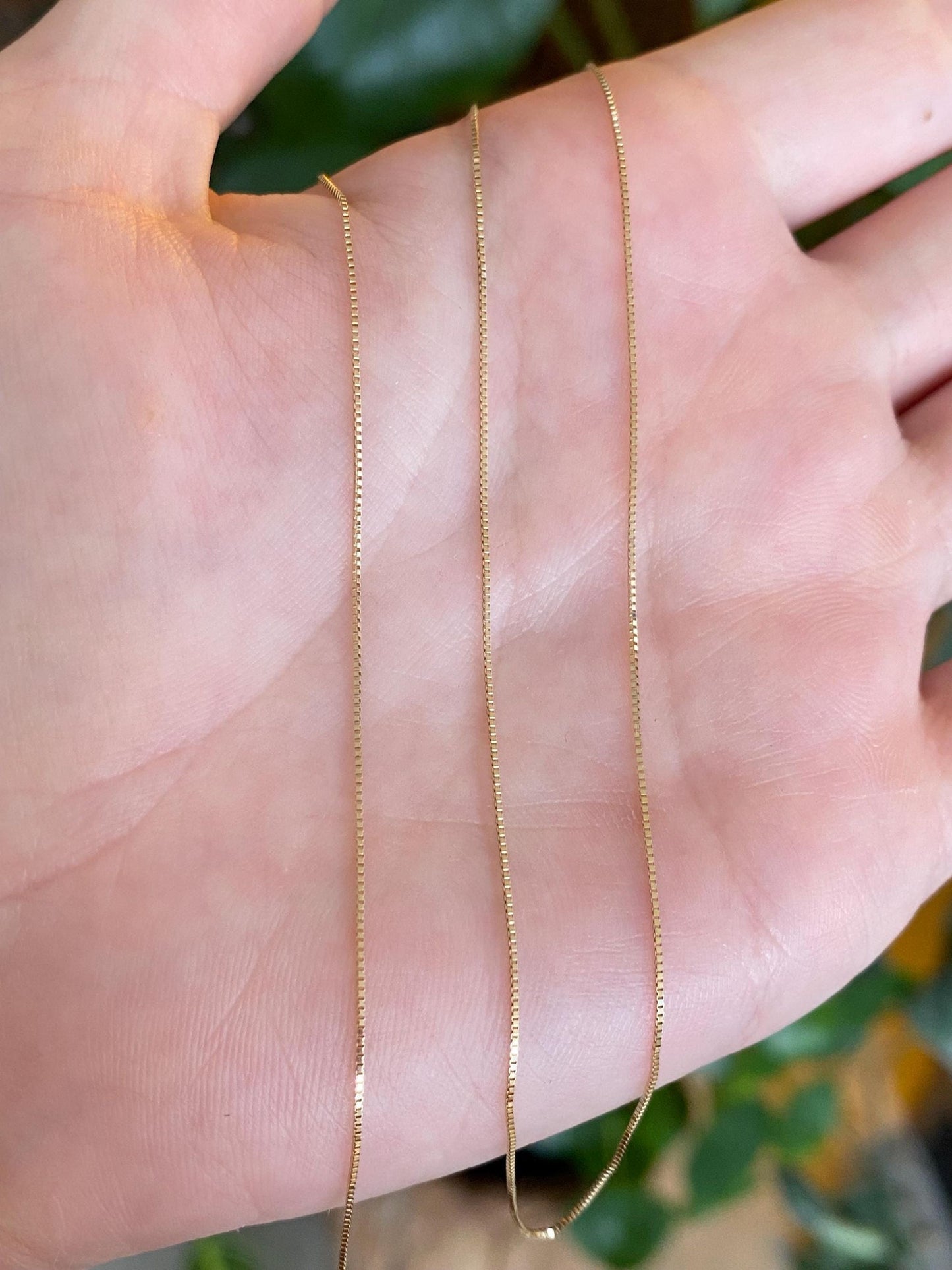 Vintage Solid 10k Yellow Gold Dainty Box Chain Necklace - 18.25 inches