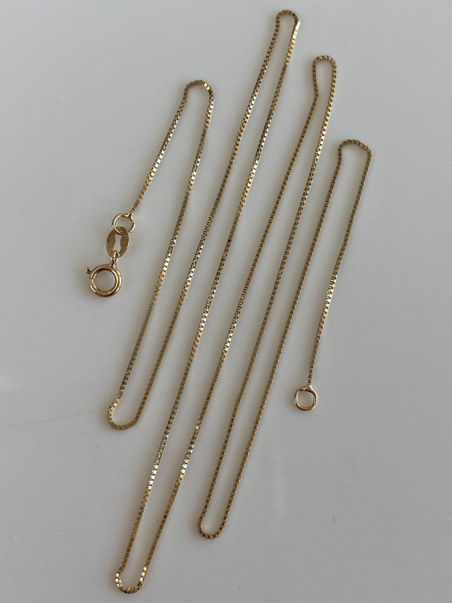 Vintage Solid 10k Yellow Gold Dainty Box Chain Necklace - 18.25 inches