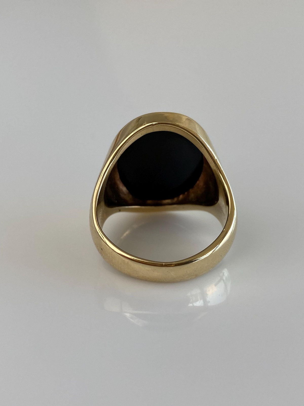 Vintage Solid 14k Yellow Gold Black Onyx Signet Ring - Size 8.75