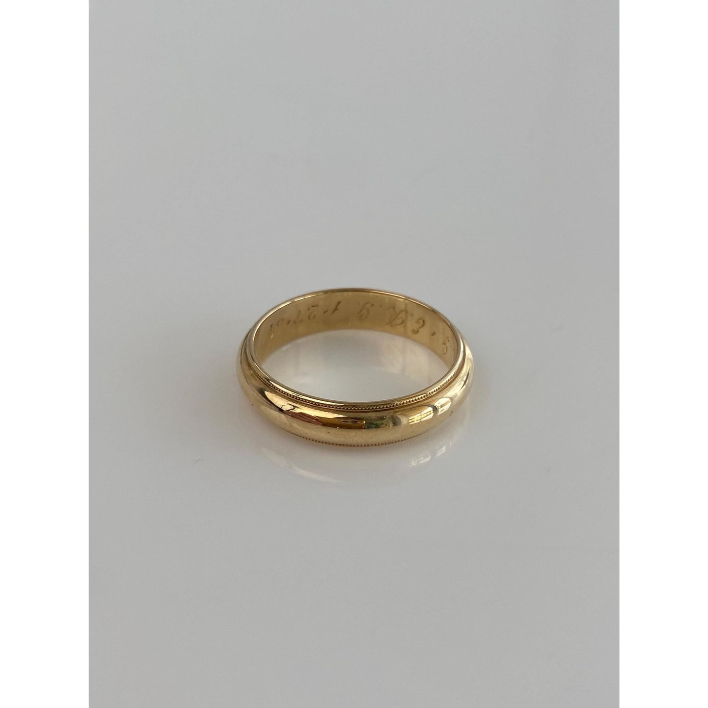 Vintage Solid 14k Yellow Gold Miligrain Ring Band - Size 10