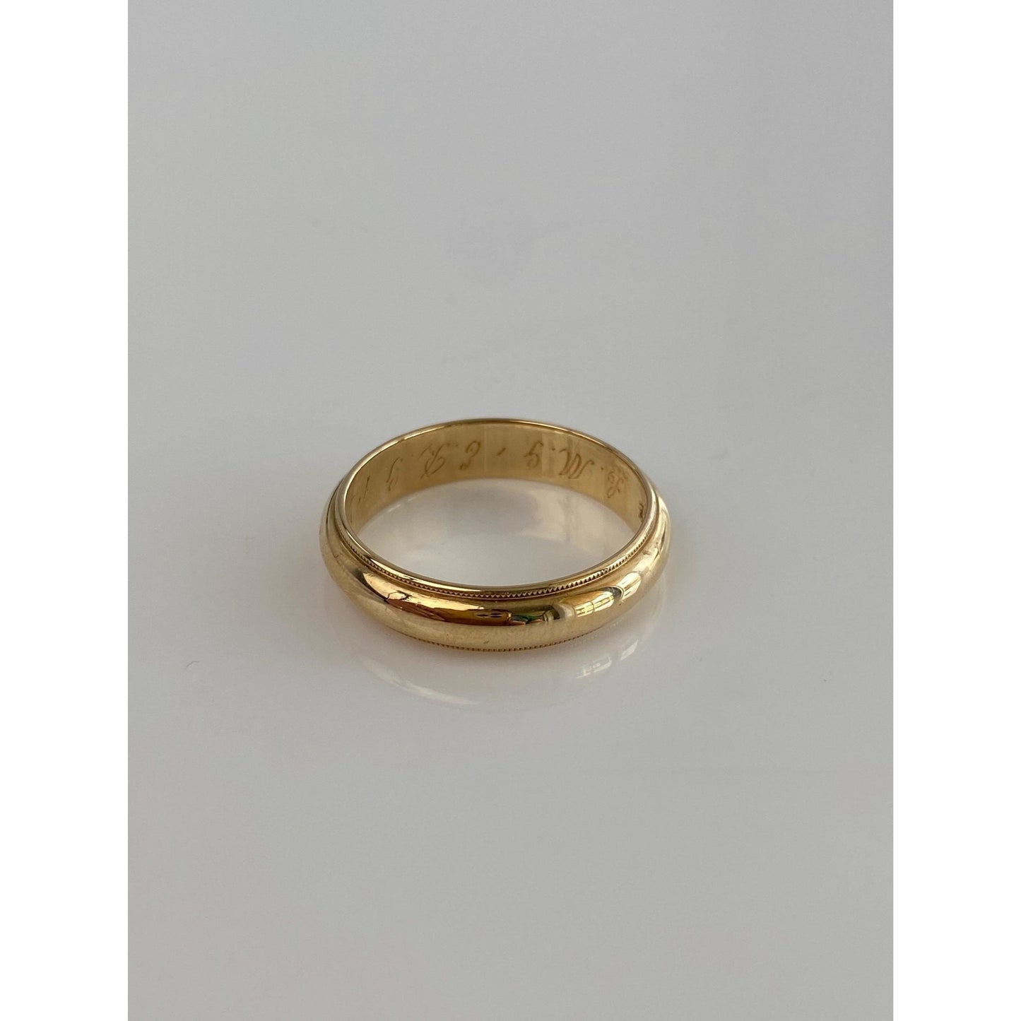 Vintage Solid 14k Yellow Gold Miligrain Ring Band - Size 10