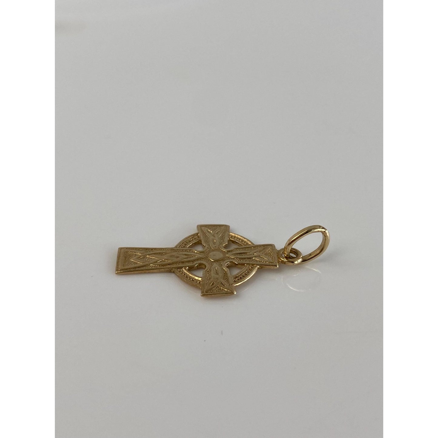 Vintage Solid 9k Yellow Gold Celtic Cross Charm