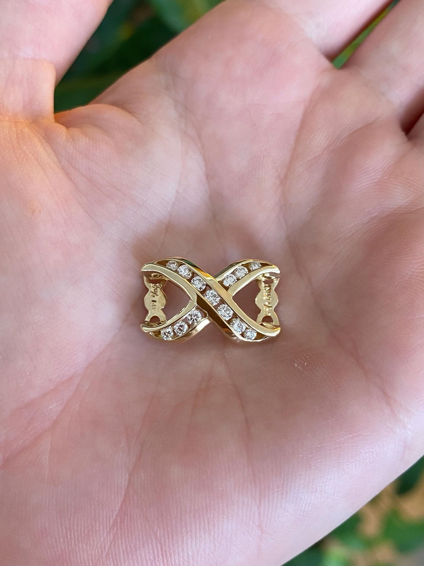 Solid 14k Yellow Gold Diamond X Slide Charm