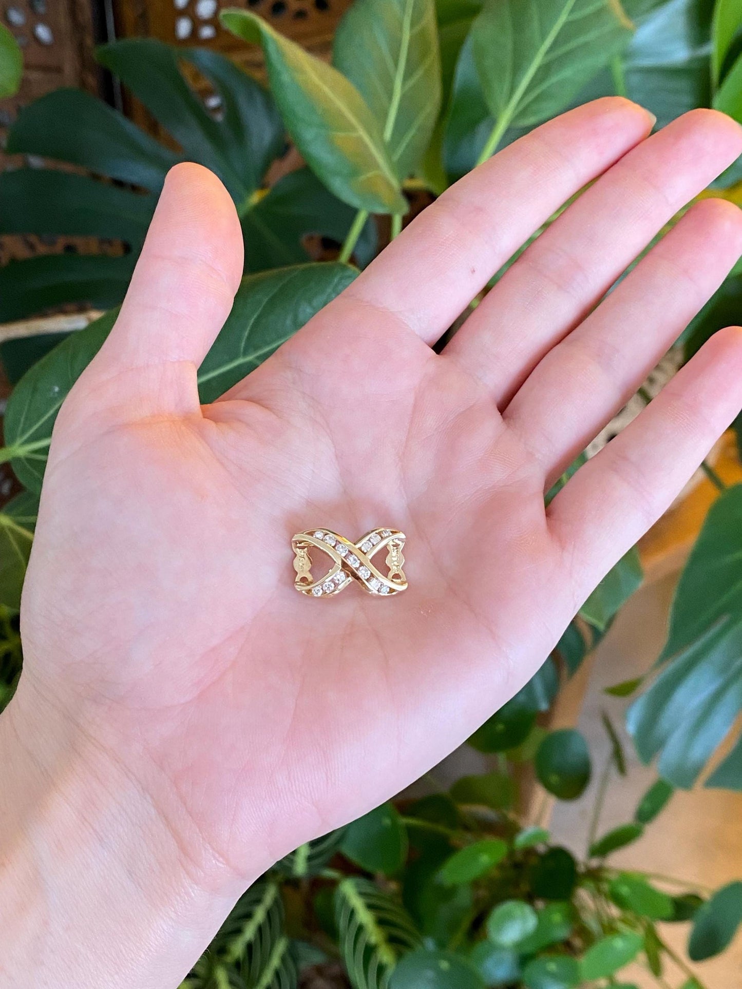 Solid 14k Yellow Gold Diamond X Slide Charm