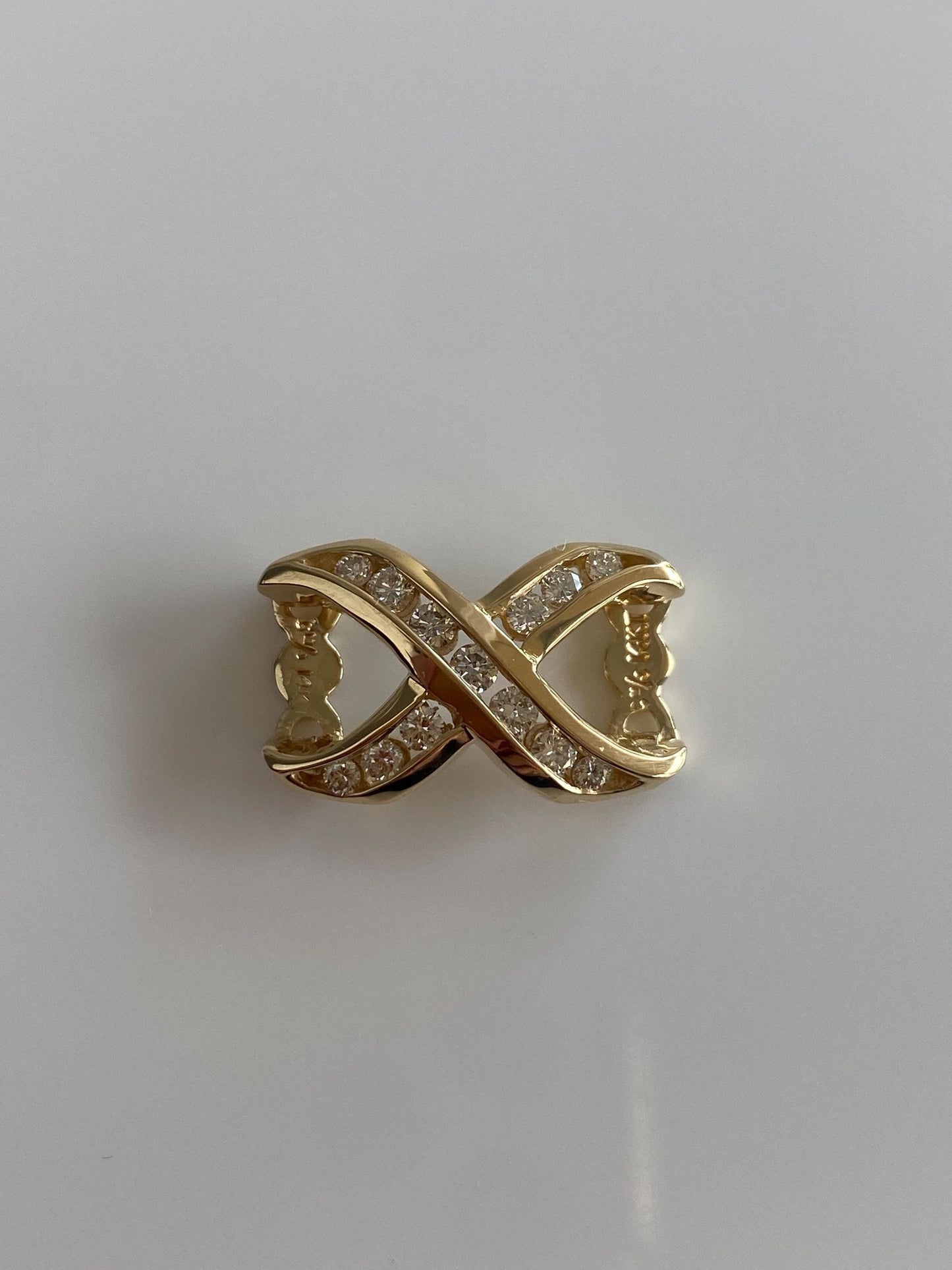 Solid 14k Yellow Gold Diamond X Slide Charm