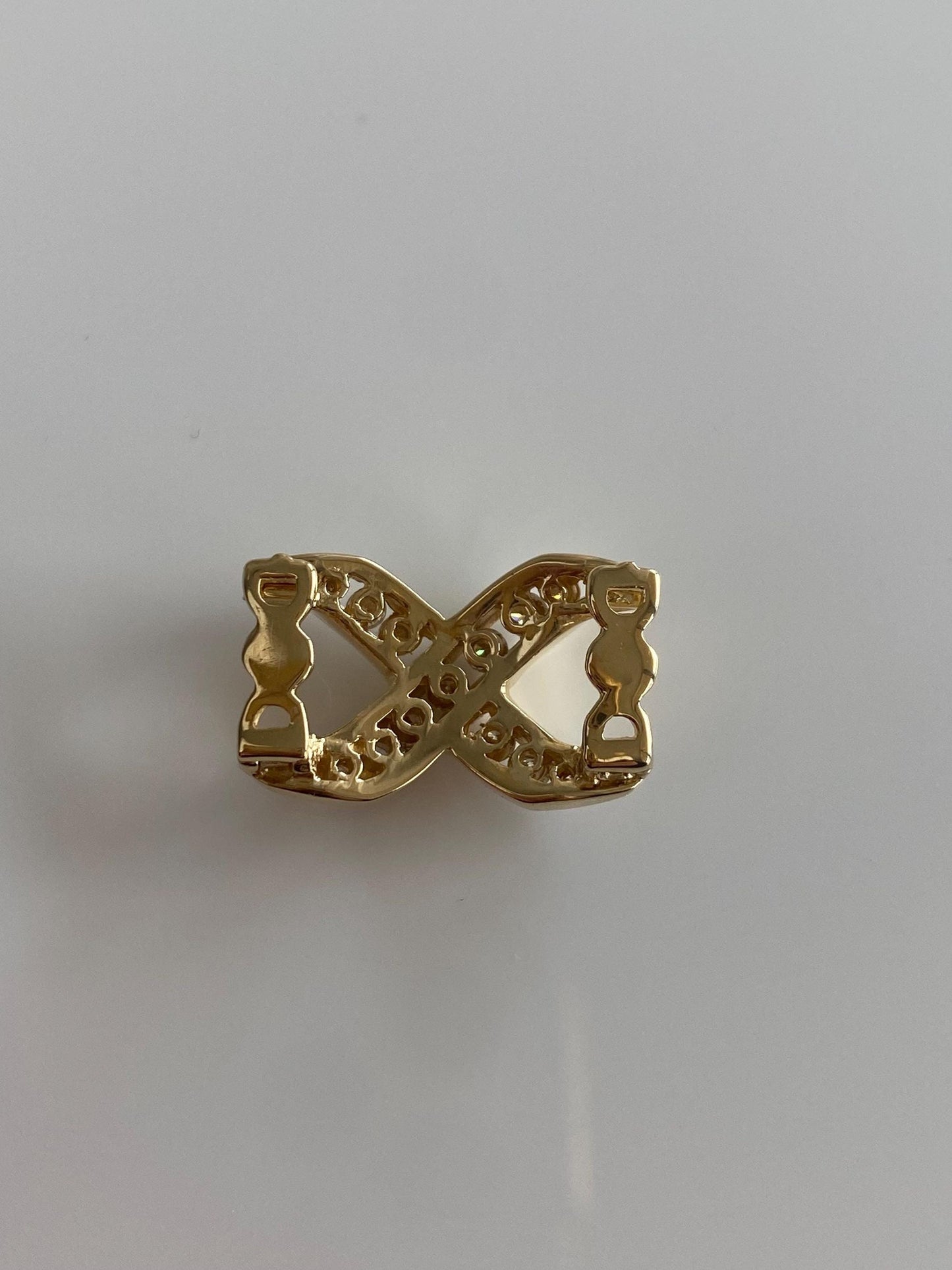 Solid 14k Yellow Gold Diamond X Slide Charm