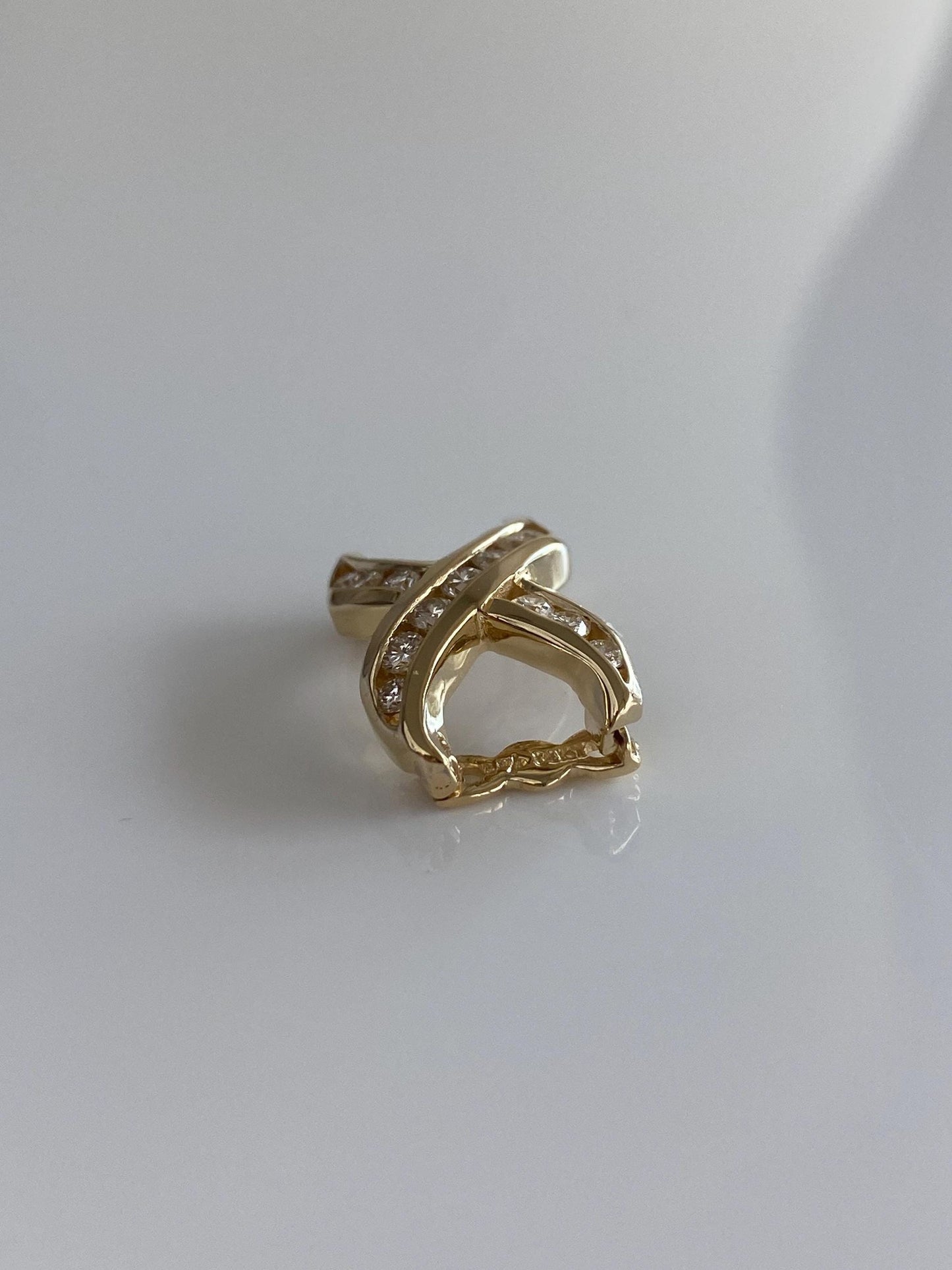 Solid 14k Yellow Gold Diamond X Slide Charm