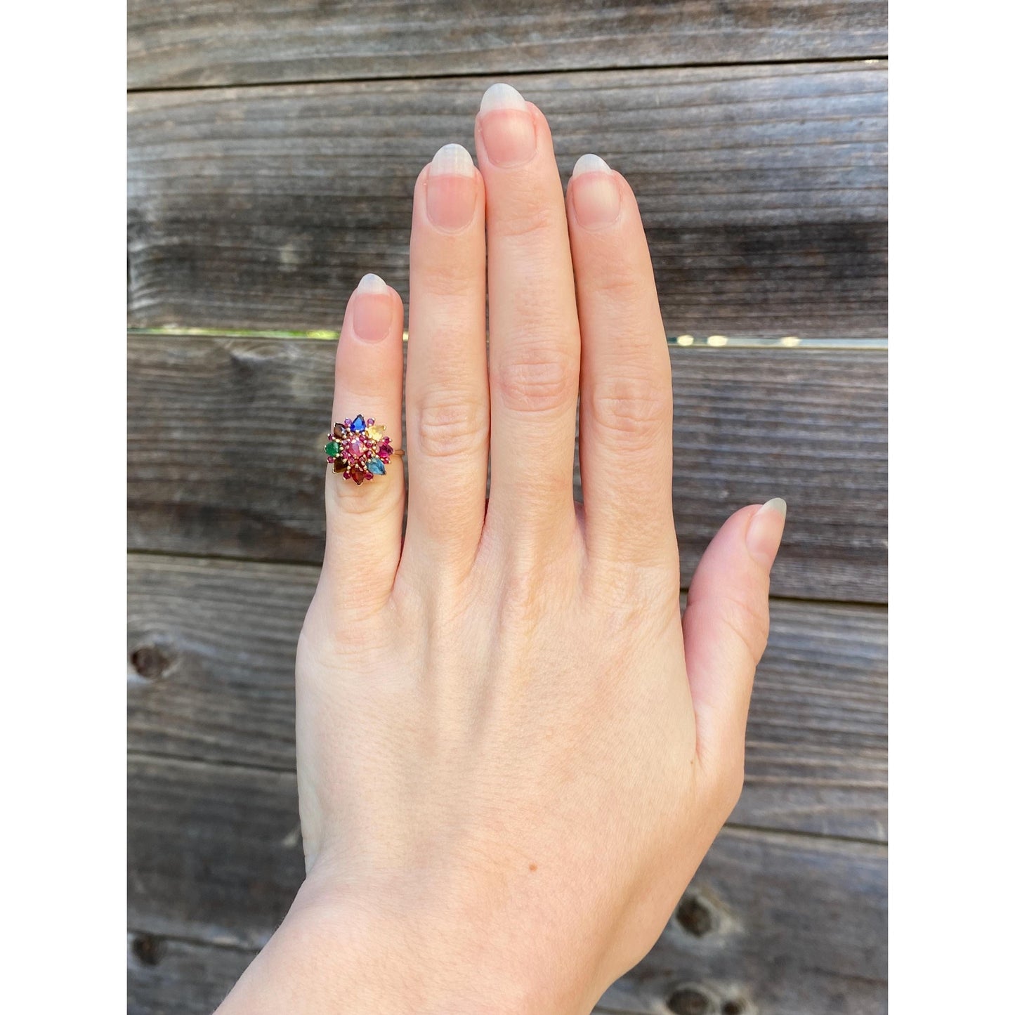 Solid 14k Yellow Gold Colored Spinel & Quartz Ring - Size 2