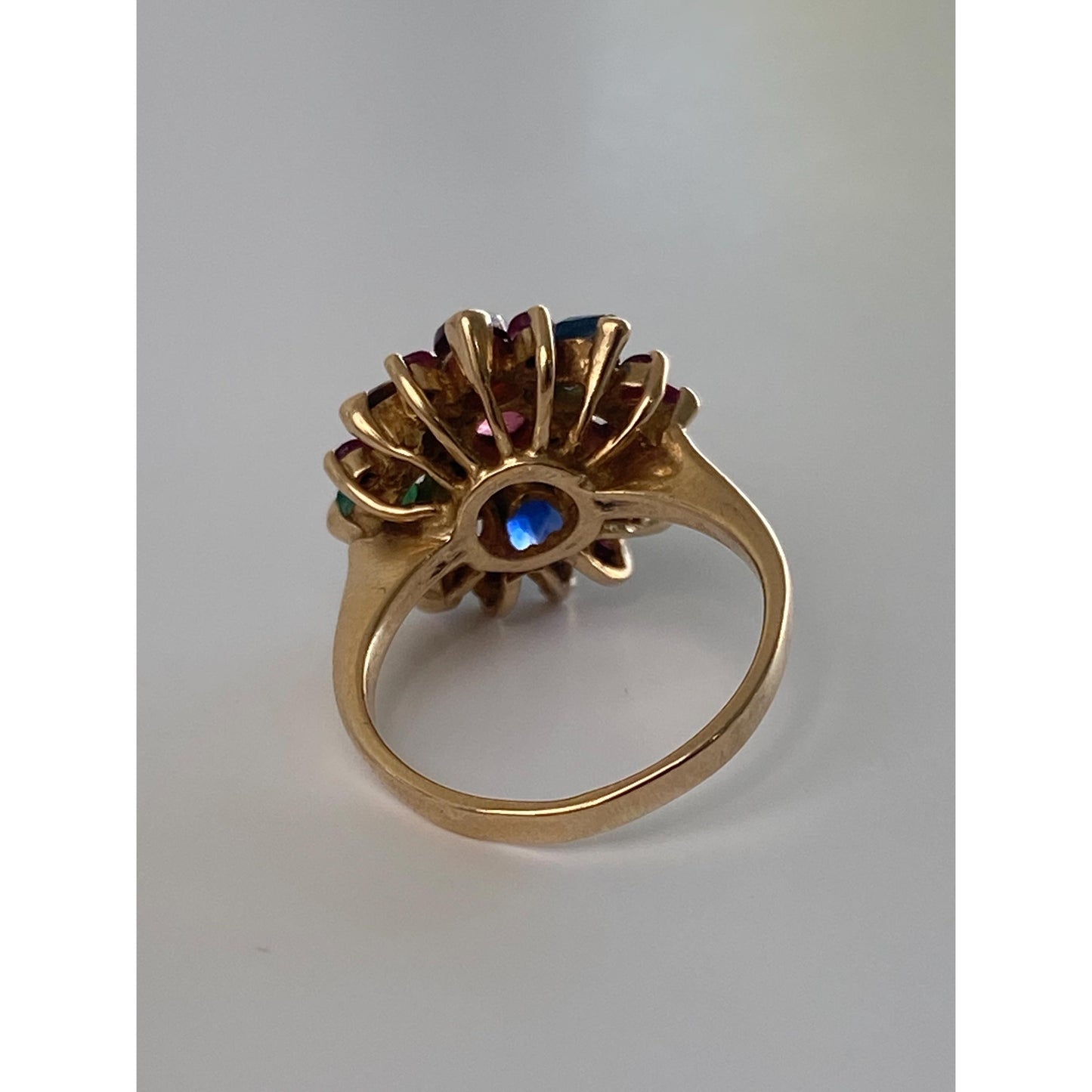 Solid 14k Yellow Gold Colored Spinel & Quartz Ring - Size 2