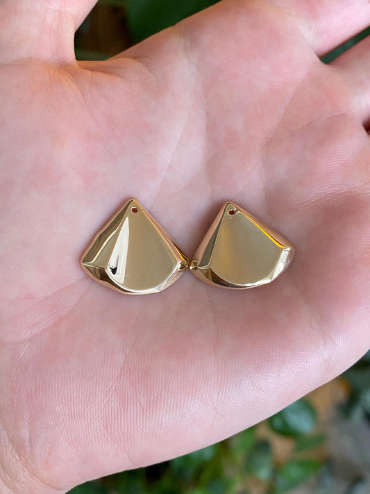 Vintage Solid 14k Yellow Gold Beveled Triangle Earring Jackets