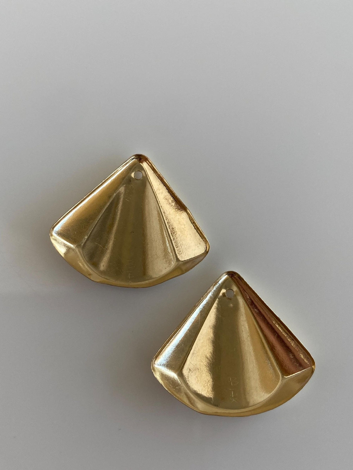 Vintage Solid 14k Yellow Gold Beveled Triangle Earring Jackets