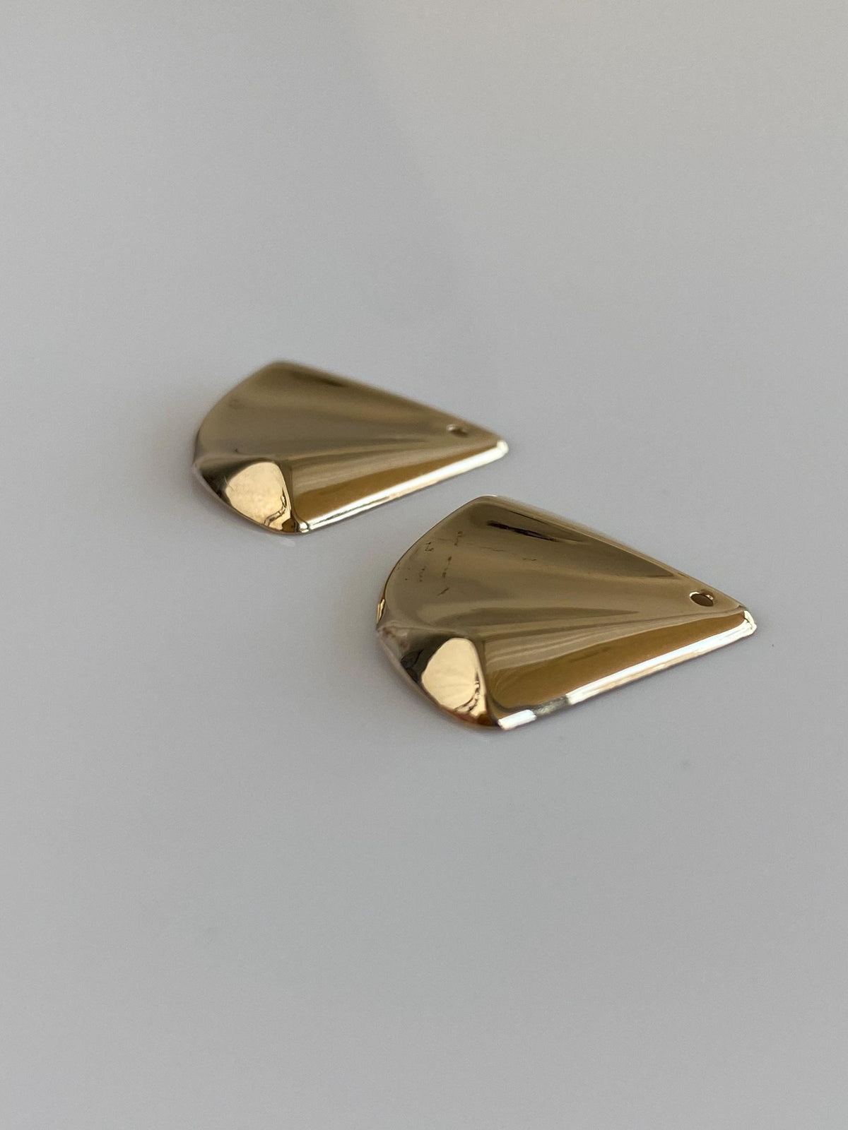 Vintage Solid 14k Yellow Gold Beveled Triangle Earring Jackets