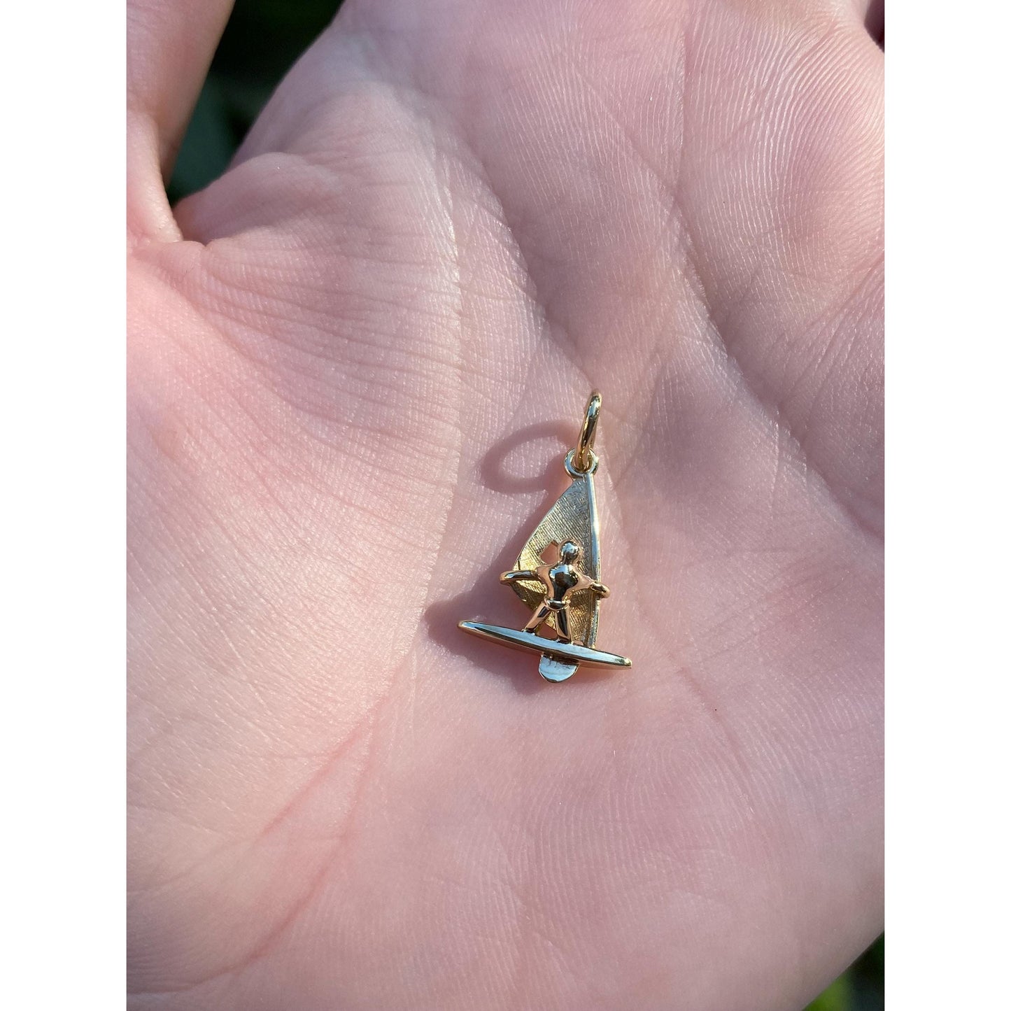 Solid 14k Yellow Gold Windsailing Guy Charm