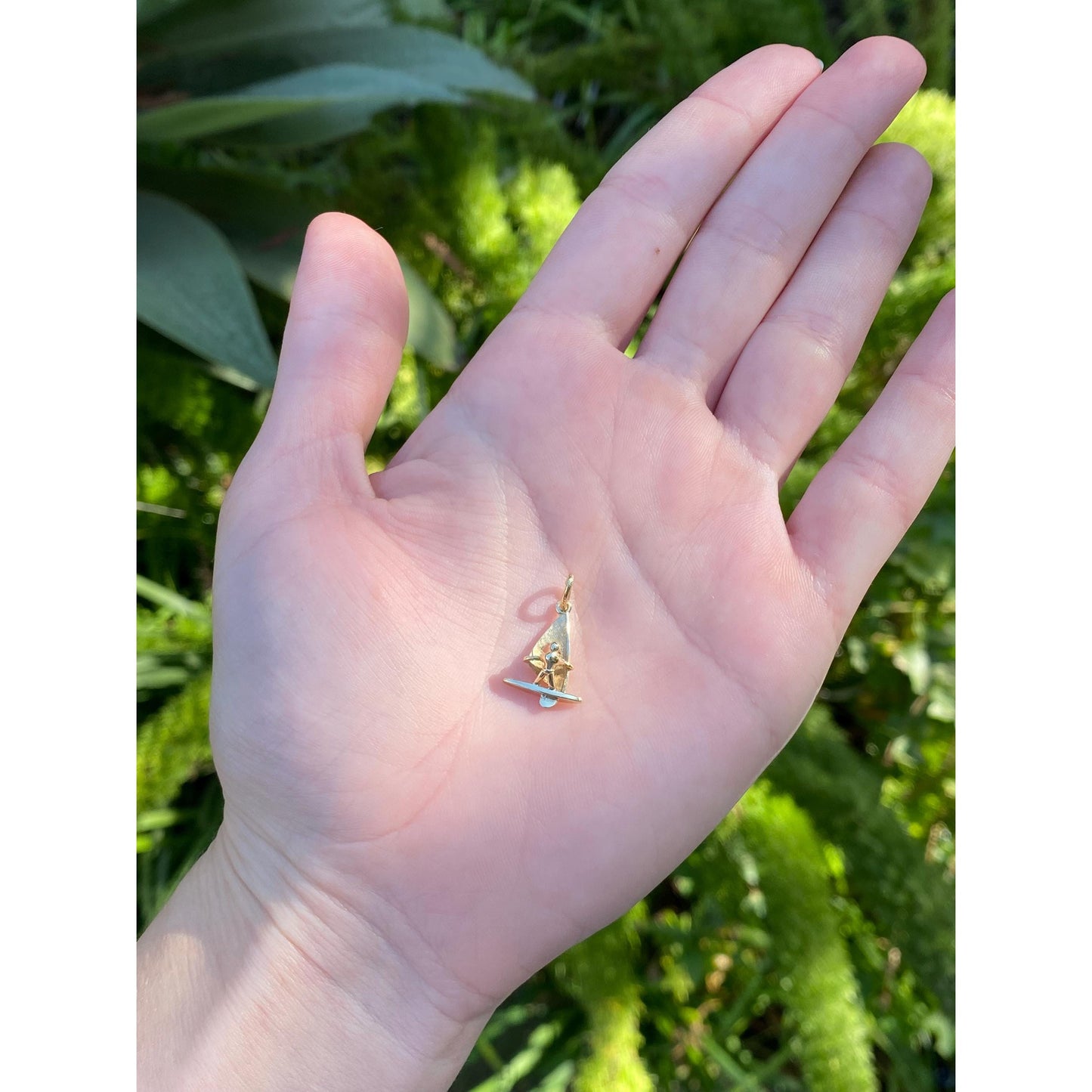 Solid 14k Yellow Gold Windsailing Guy Charm