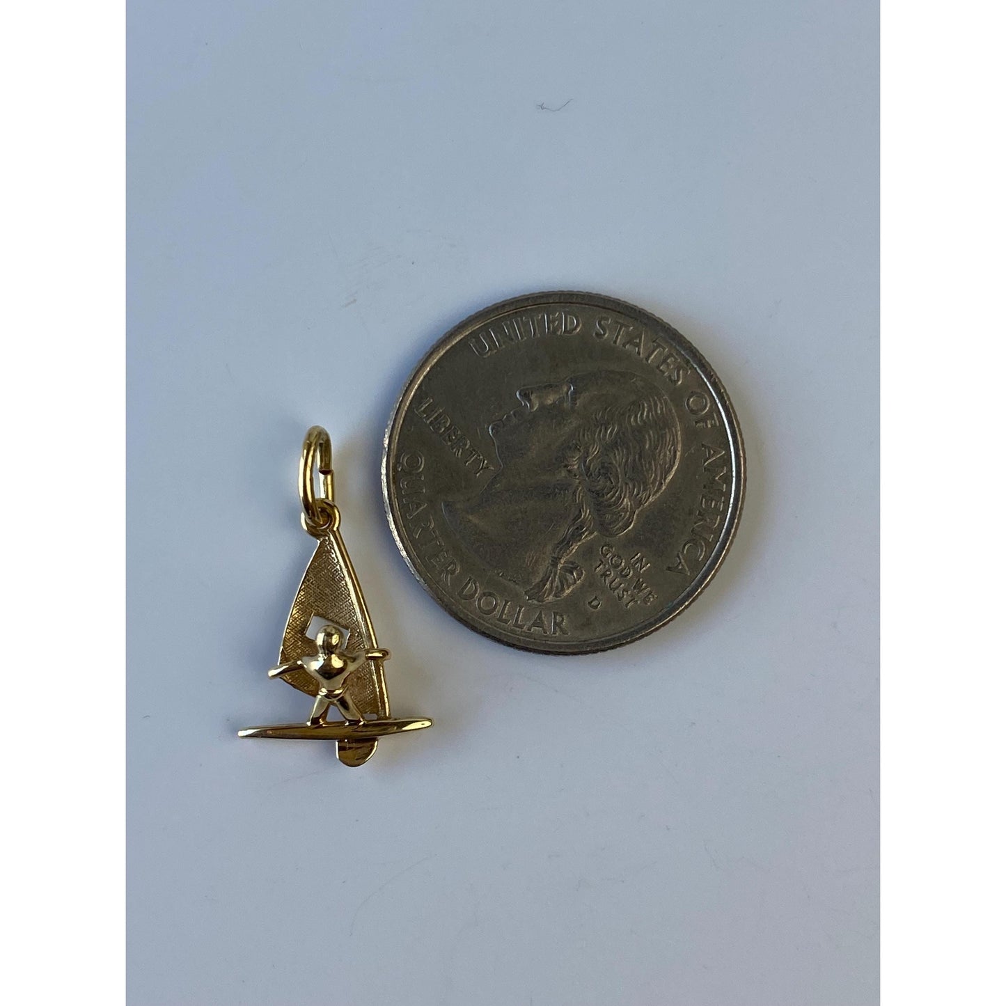 Solid 14k Yellow Gold Windsailing Guy Charm