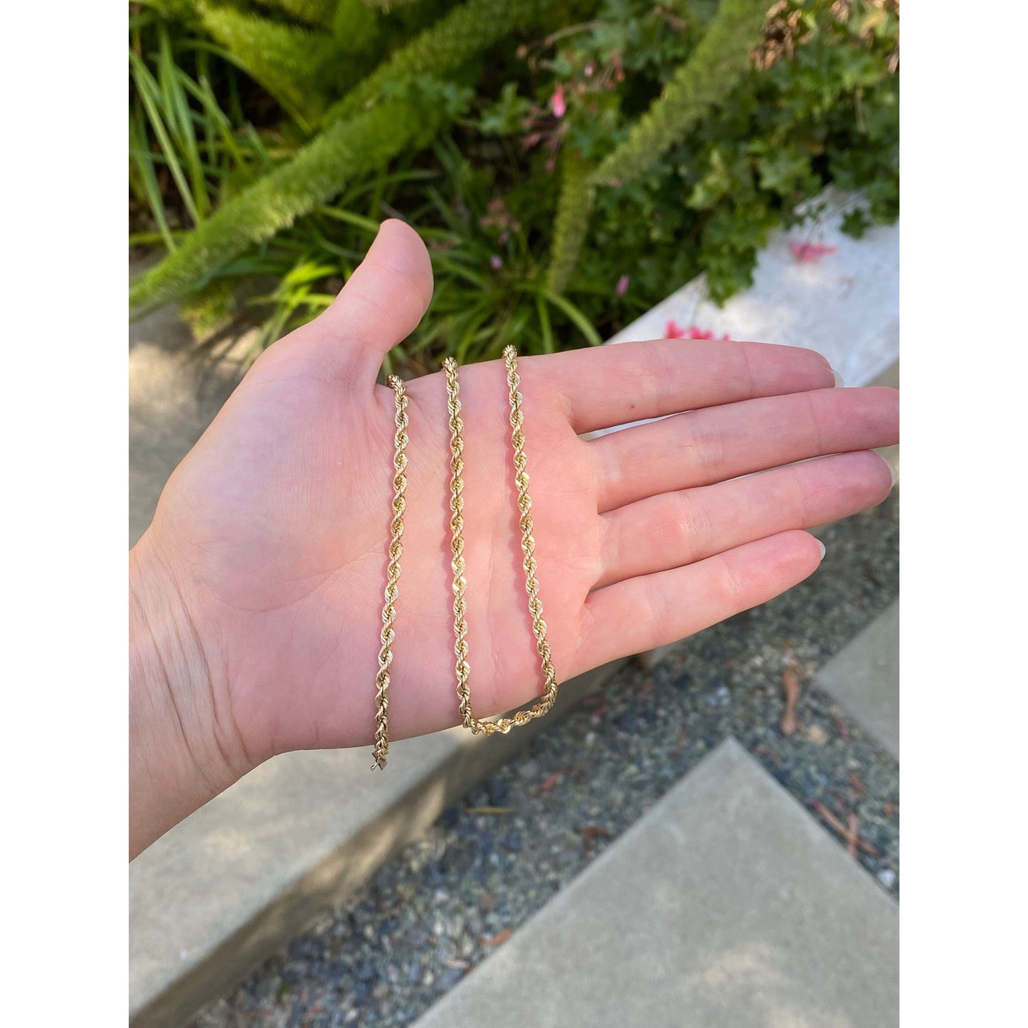 Vintage Solid 14k Yellow Gold Rope Chain Necklace - 16 inches