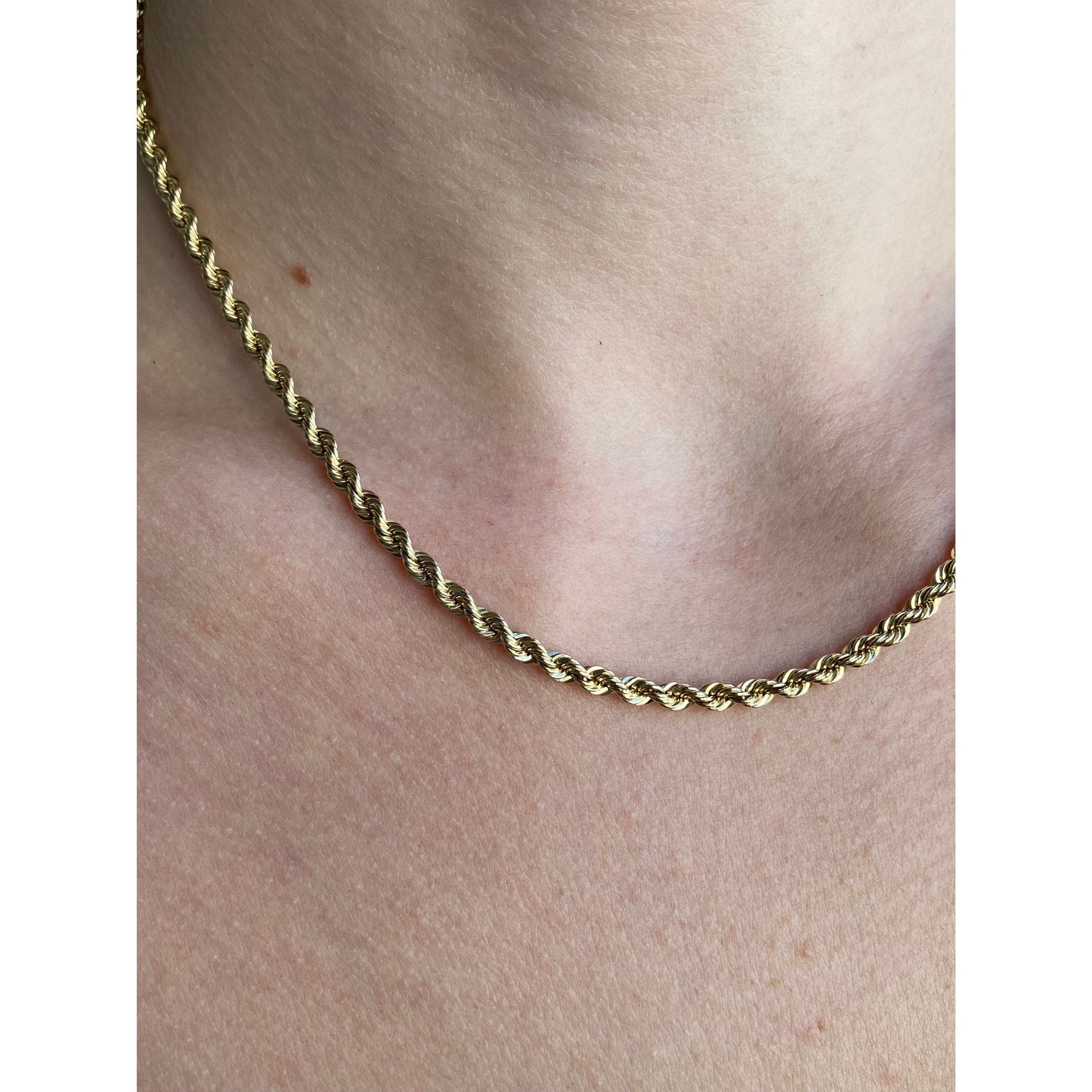 Vintage Solid 14k Yellow Gold Rope Chain Necklace - 16 inches
