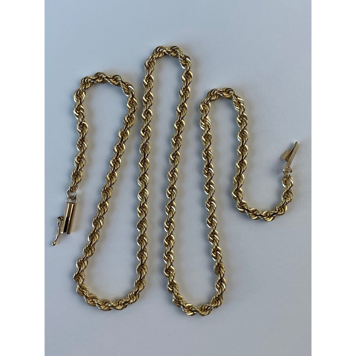Vintage Solid 14k Yellow Gold Rope Chain Necklace - 16 inches