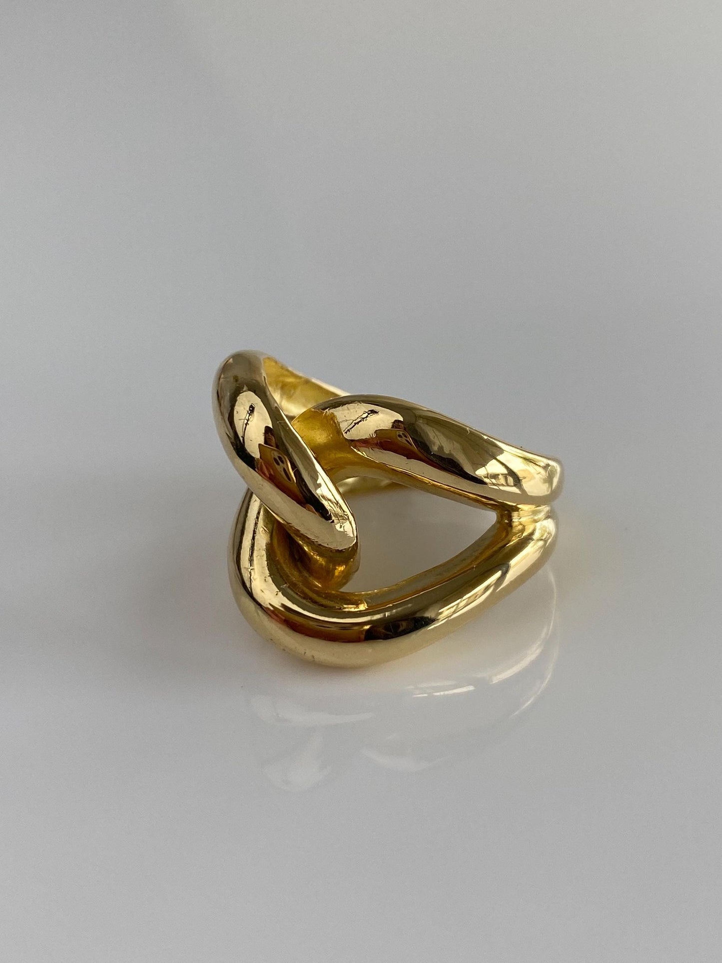 Vintage Solid 18k Yellow Gold Chunky Open Knot Ring Band - Size 5.75