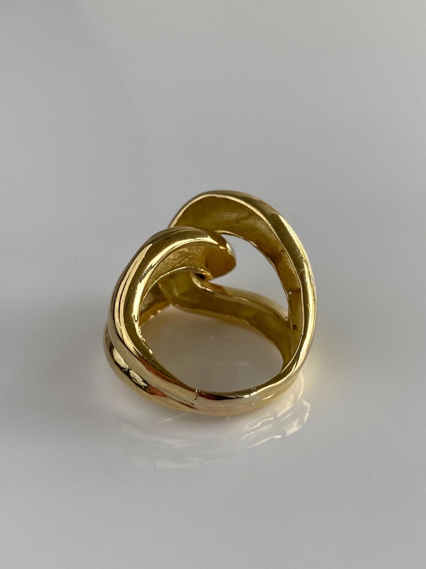 Vintage Solid 18k Yellow Gold Chunky Open Knot Ring Band - Size 5.75