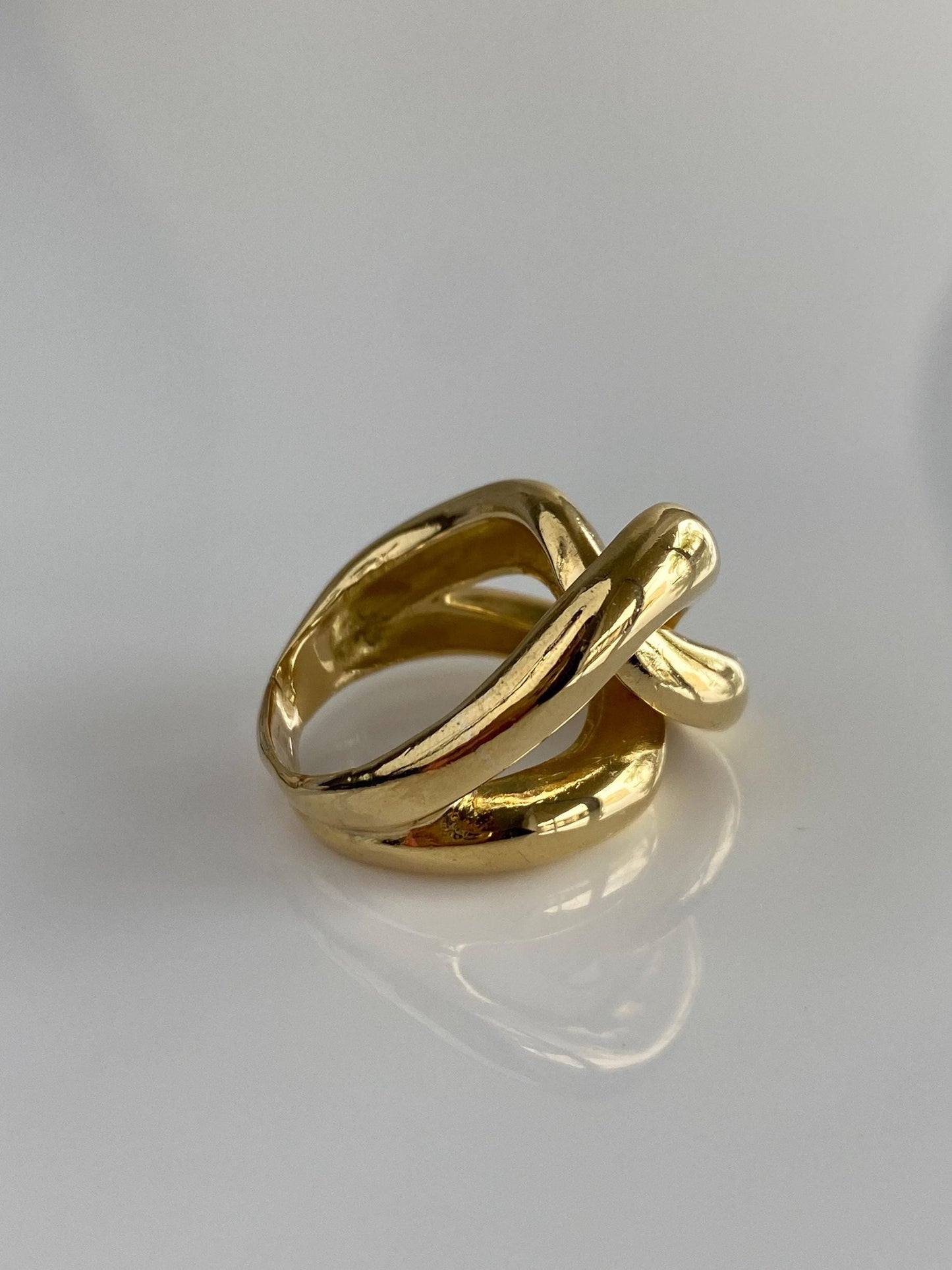 Vintage Solid 18k Yellow Gold Chunky Open Knot Ring Band - Size 5.75