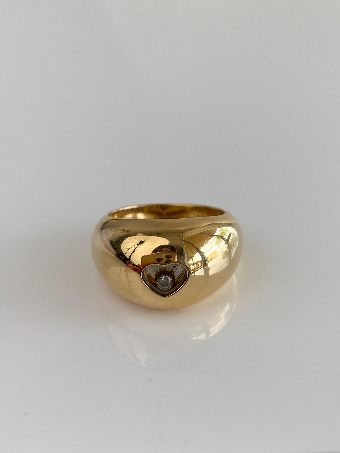 Chopard Solid 18k Yellow Gold Chunky Happy Diamond Heart Ring - Size 5.75