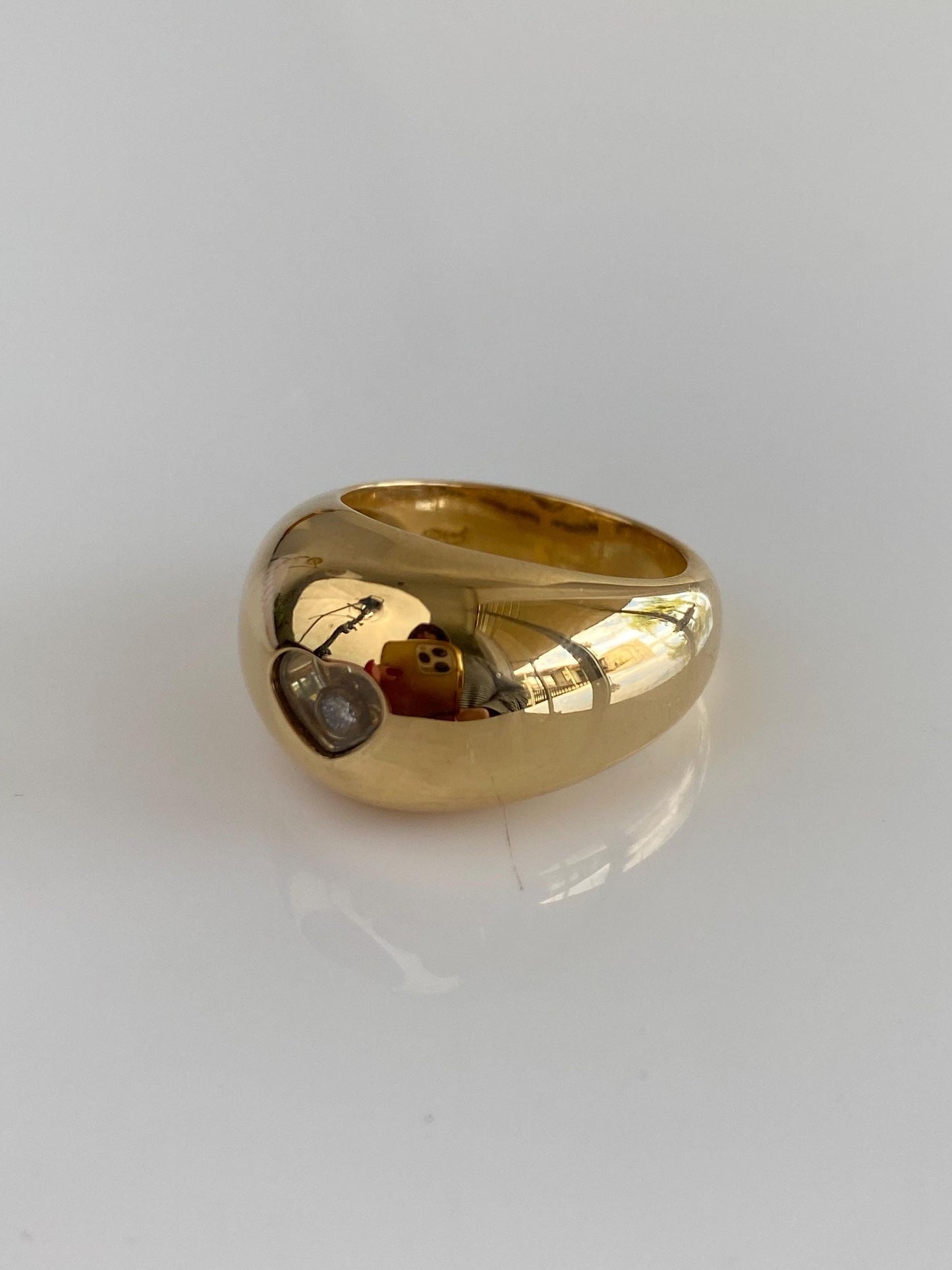 Chopard Solid 18k Yellow Gold Chunky Happy Diamond Heart Ring - Size 5.75