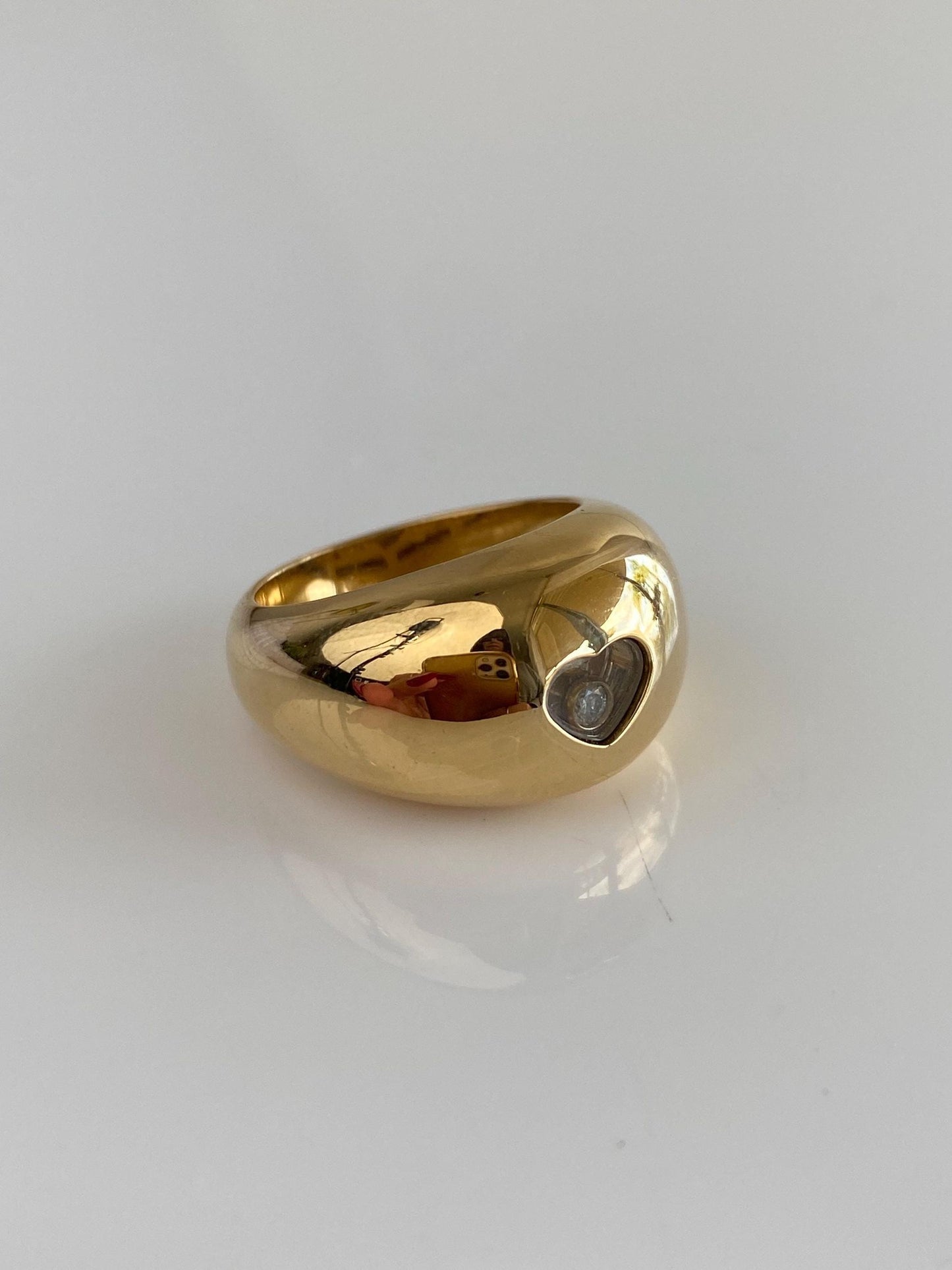 Chopard Solid 18k Yellow Gold Chunky Happy Diamond Heart Ring - Size 5.75