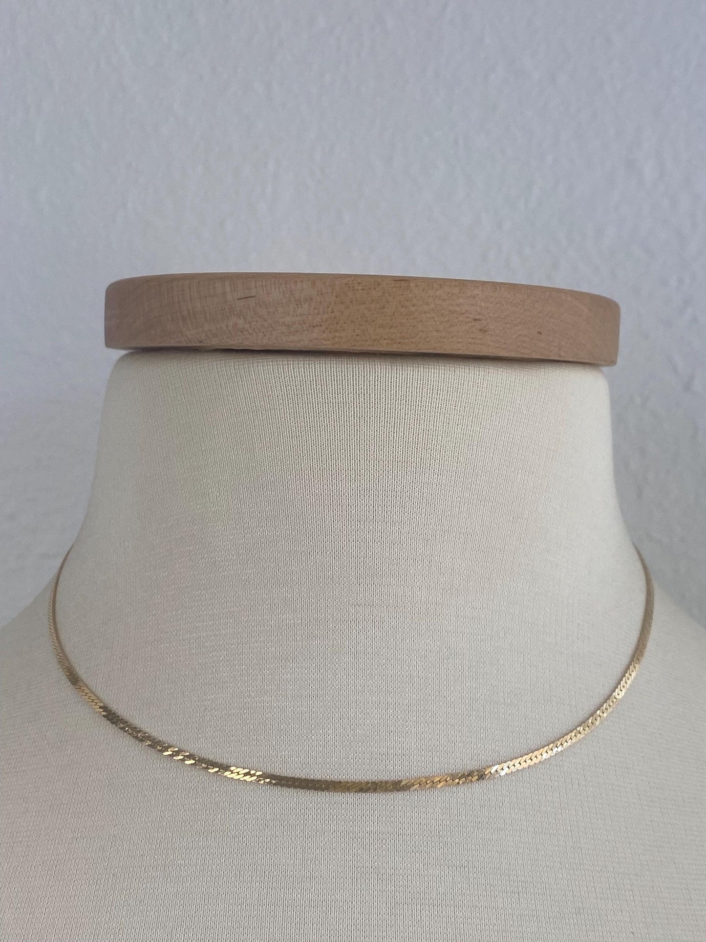 Vintage Solid 14k Yellow Gold Flat Chain Necklace - 16 inches