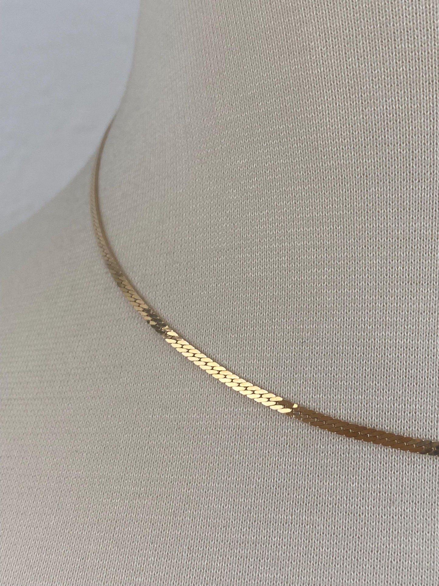 Vintage Solid 14k Yellow Gold Flat Chain Necklace - 16 inches