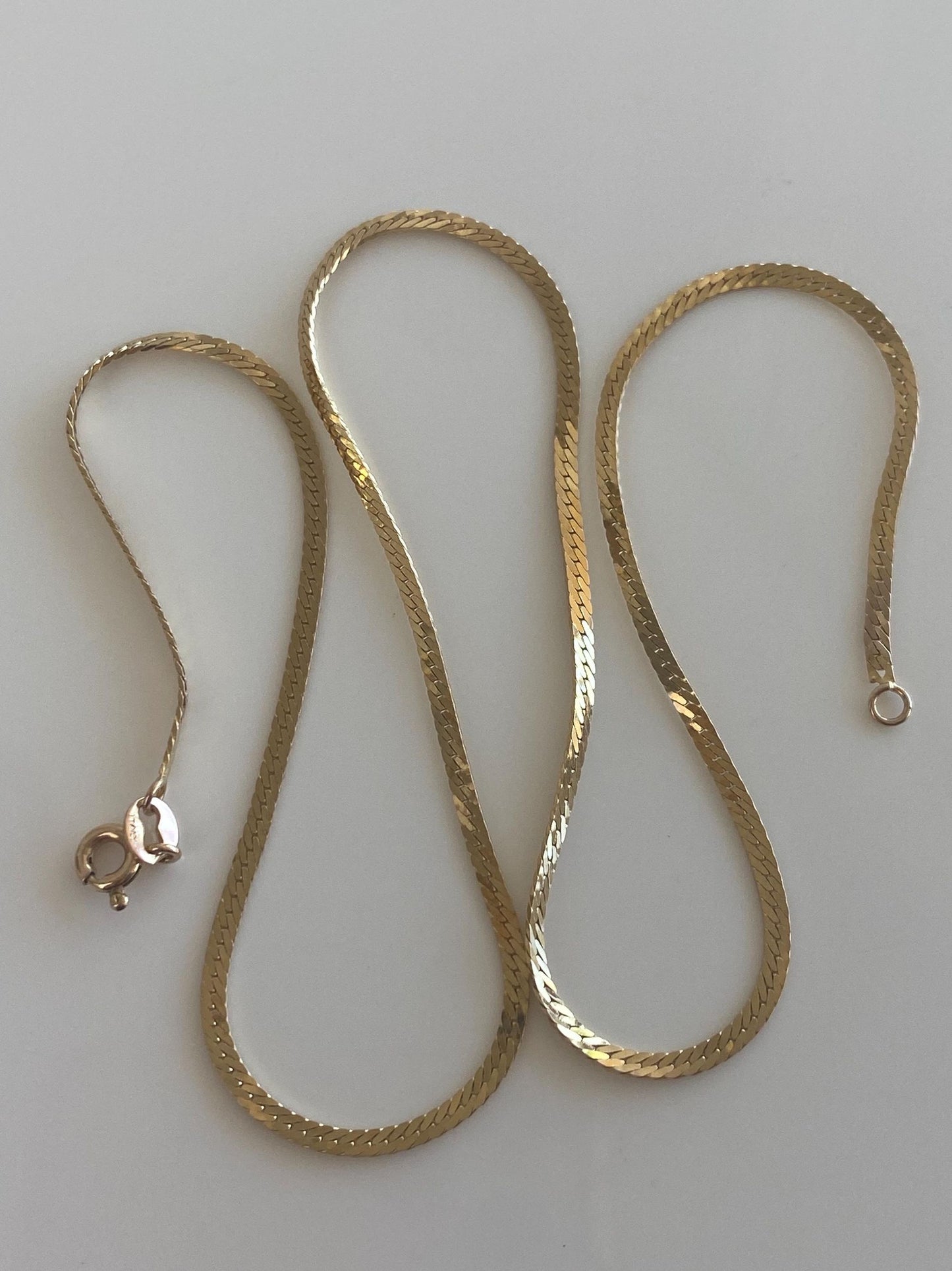 Vintage Solid 14k Yellow Gold Flat Chain Necklace - 16 inches