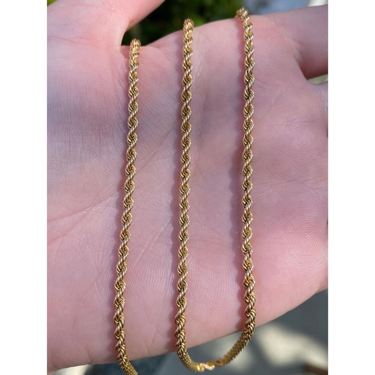 Vintage Solid 14k Yellow Gold Rope Chain Necklace - 24.5 inches