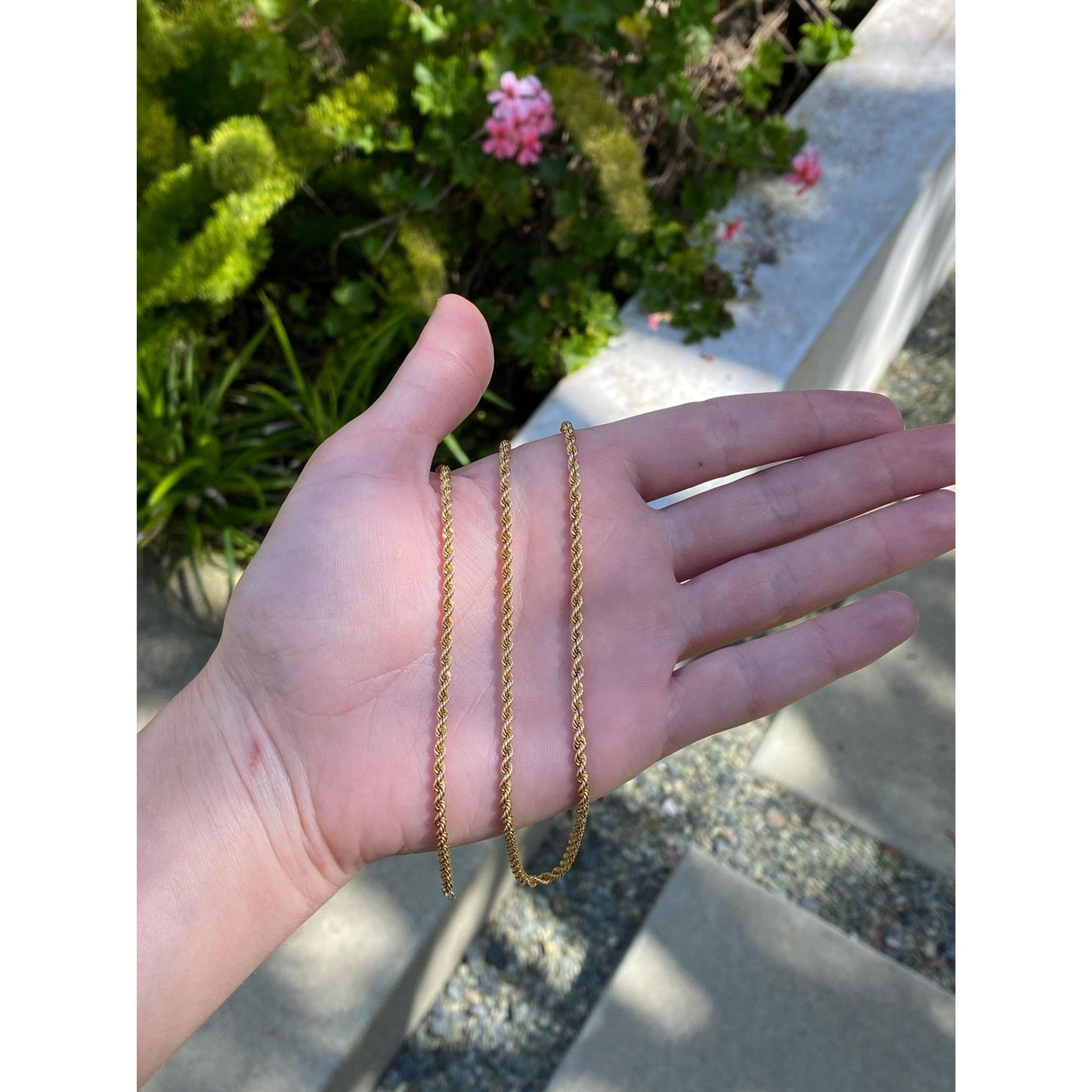 Vintage Solid 14k Yellow Gold Rope Chain Necklace - 24.5 inches