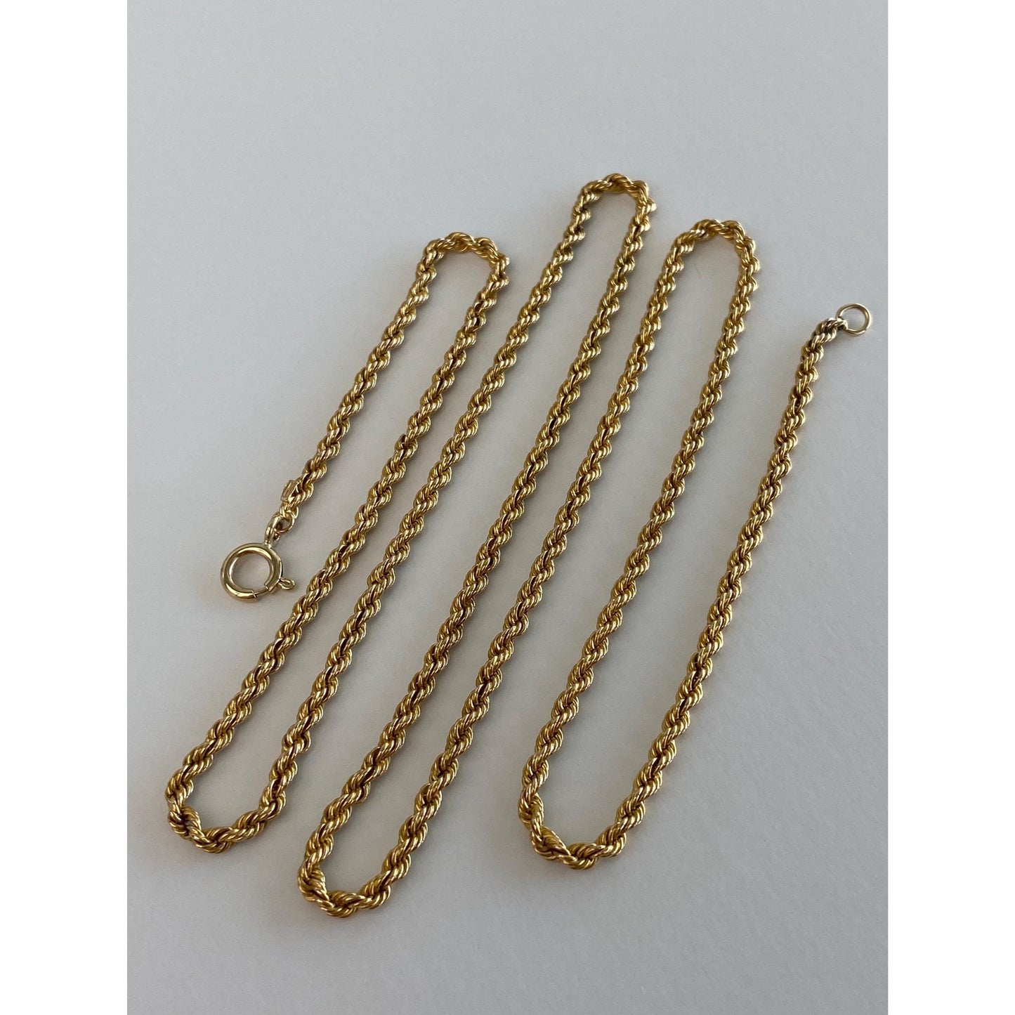 Vintage Solid 14k Yellow Gold Rope Chain Necklace - 24.5 inches