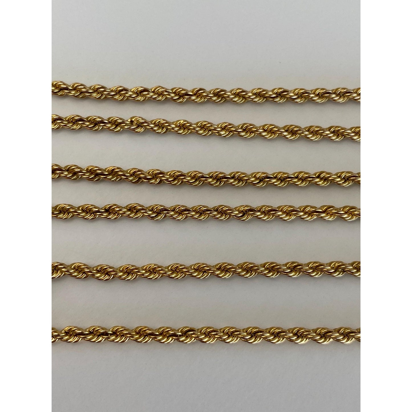 Vintage Solid 14k Yellow Gold Rope Chain Necklace - 24.5 inches