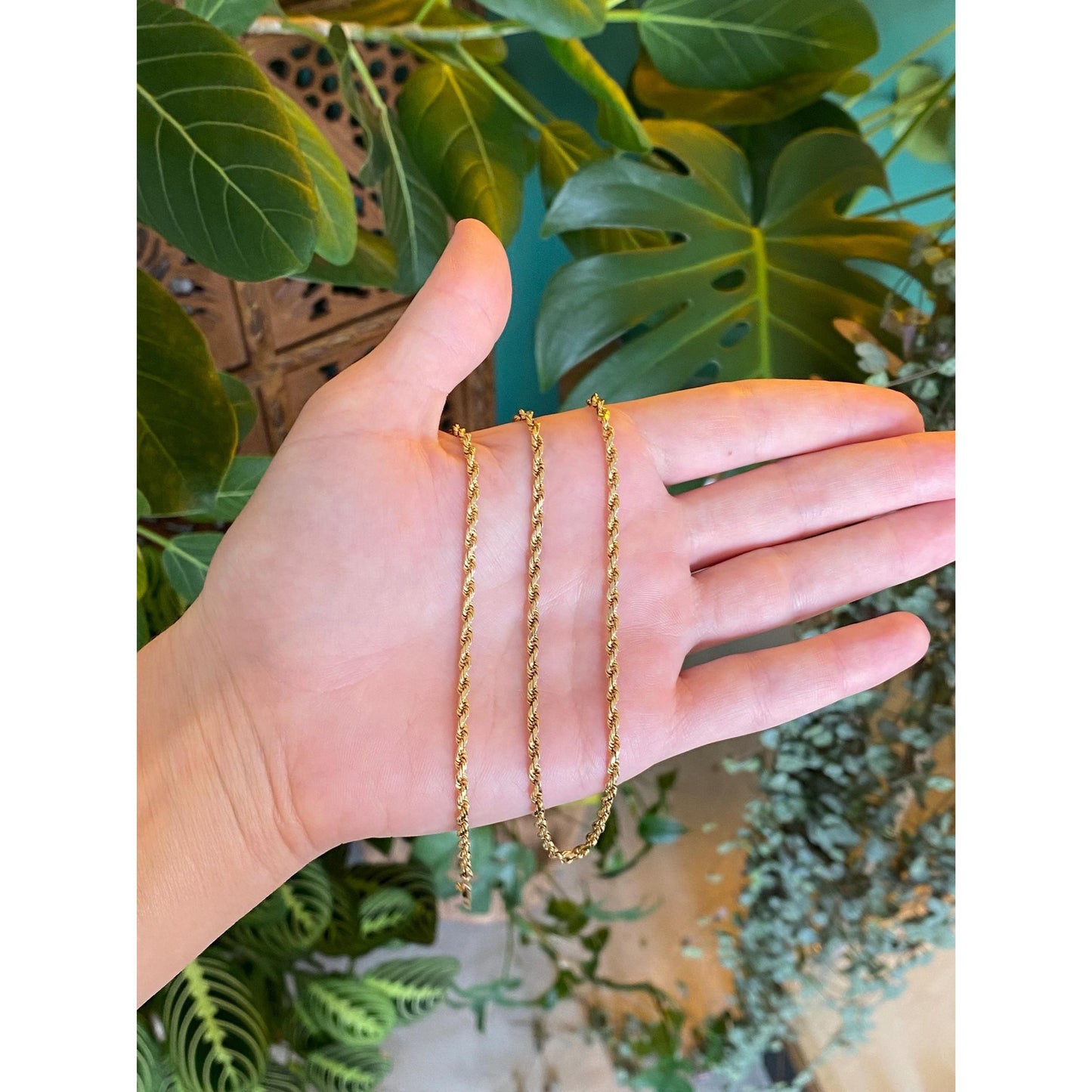 Vintage Solid 14k Yellow Gold Rope Chain Necklace - 20.25 inches