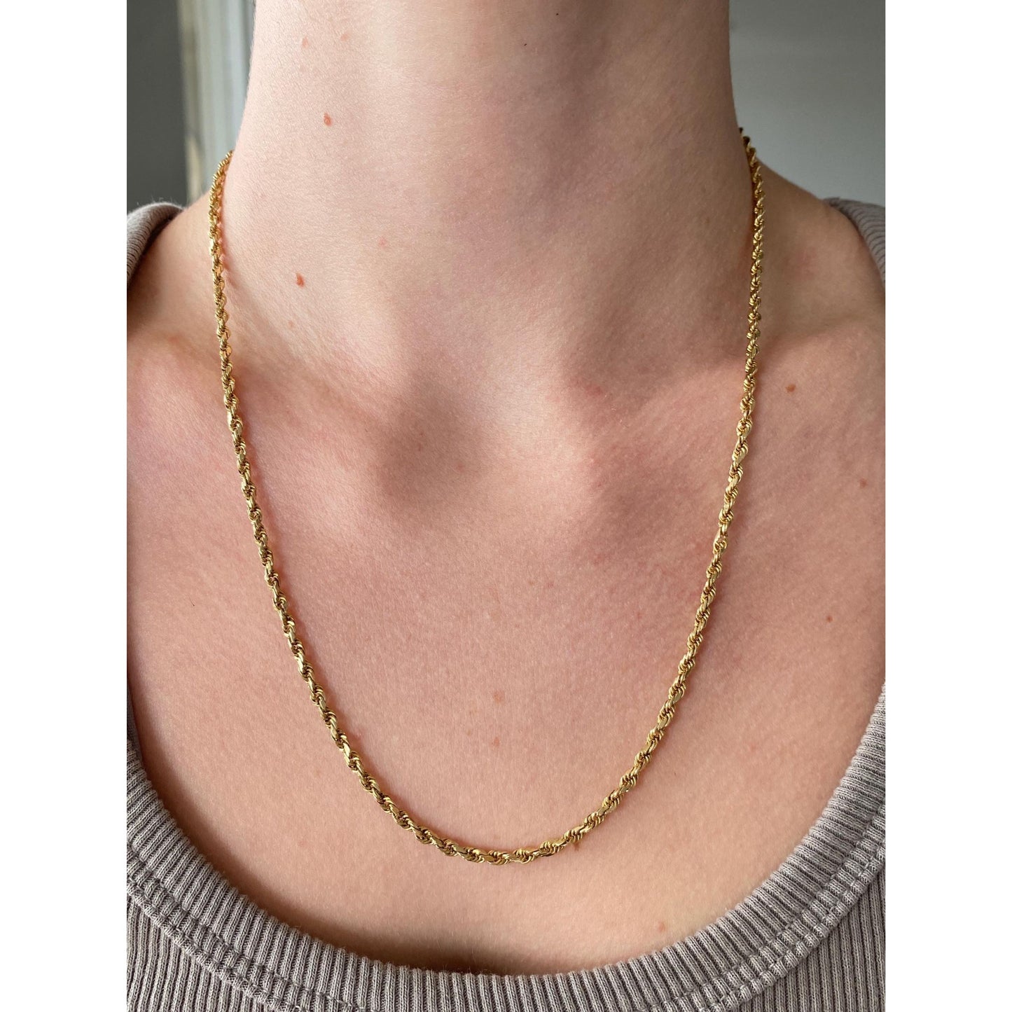 Vintage Solid 14k Yellow Gold Rope Chain Necklace - 20.25 inches