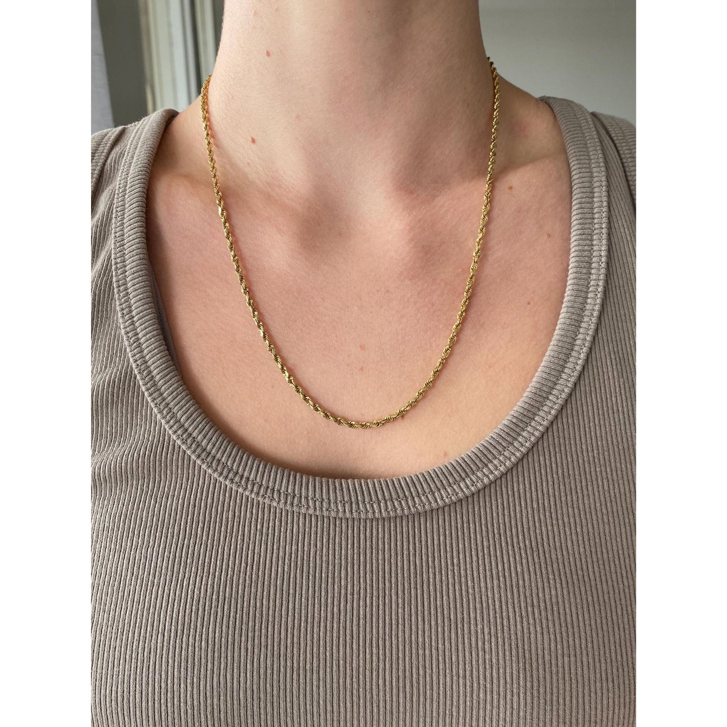 Vintage Solid 14k Yellow Gold Rope Chain Necklace - 20.25 inches