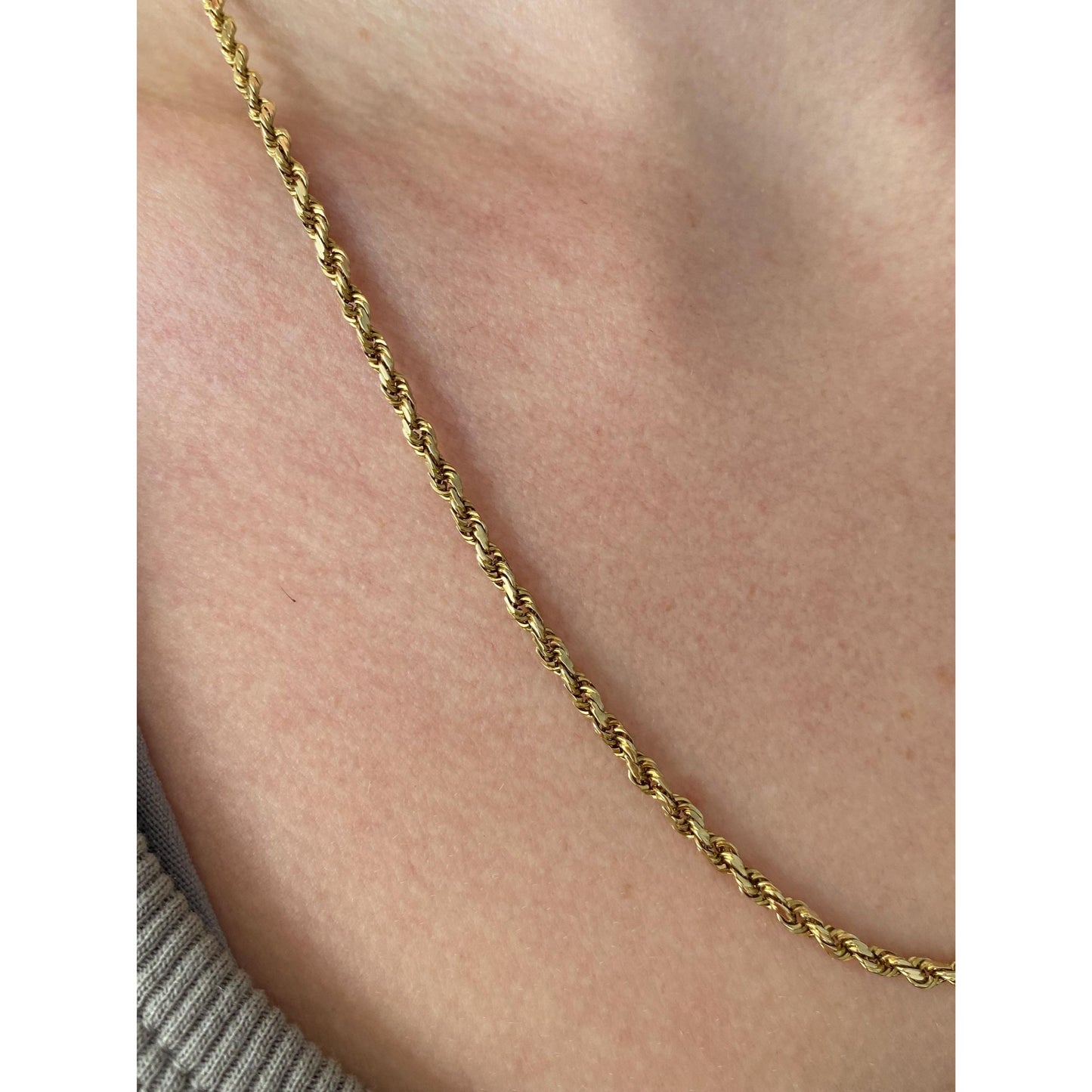 Vintage Solid 14k Yellow Gold Rope Chain Necklace - 20.25 inches